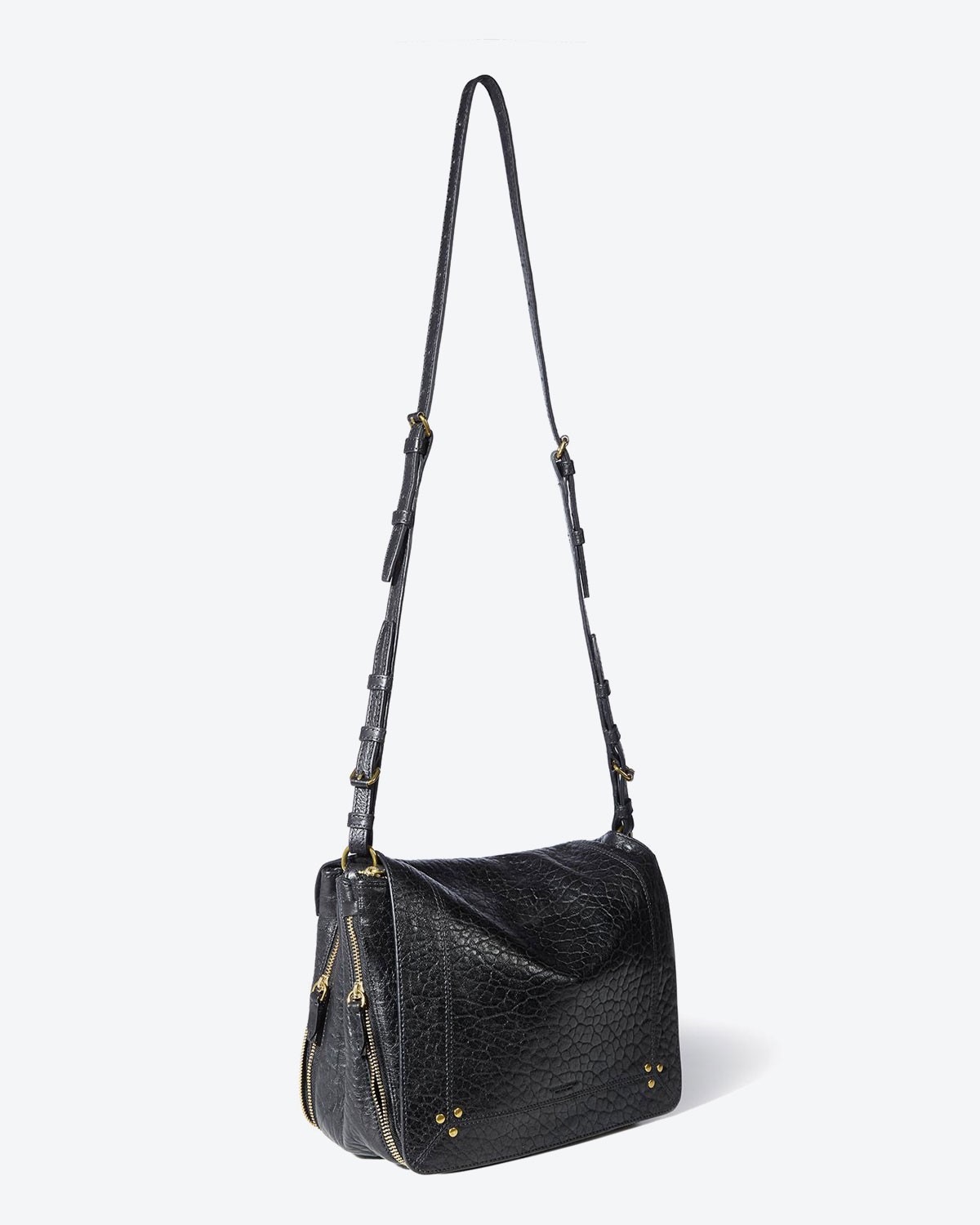 Sac bandoulière Igor lambskin bubble noir Jérôme Dreyfuss. 