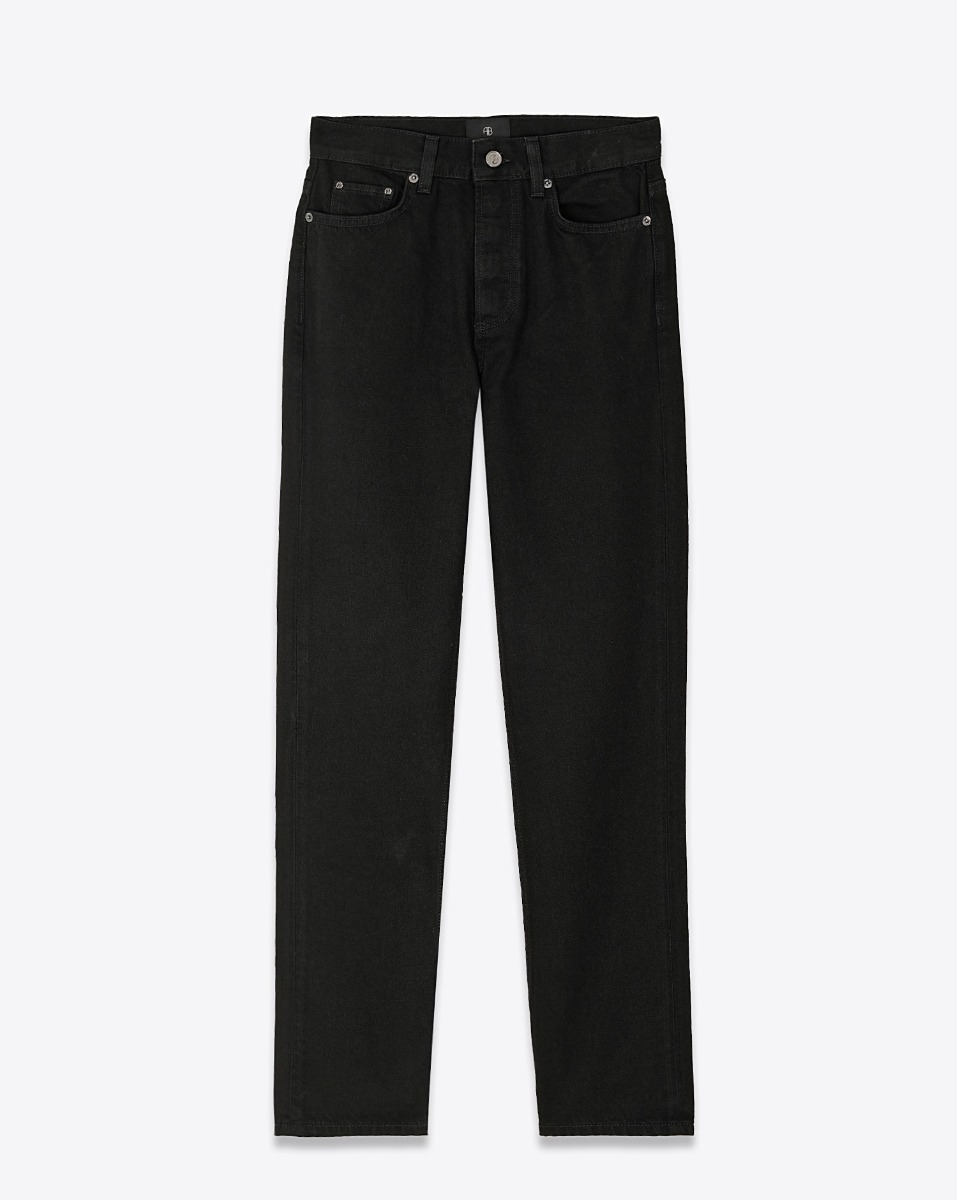 Produit Jeans taille haute Bruno Anine Bing en toile noire. Vue de face. 