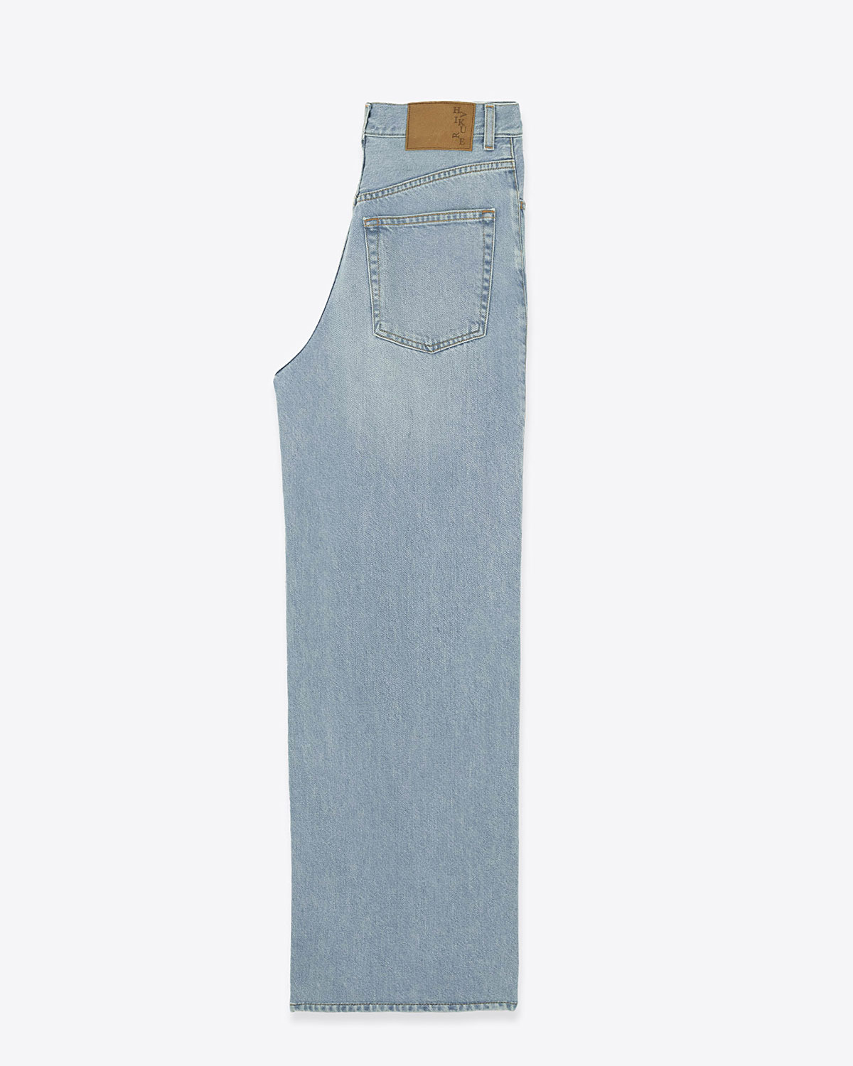 Jean large à pinces en denim fluide bleu clair Candy Haikure. Profil.