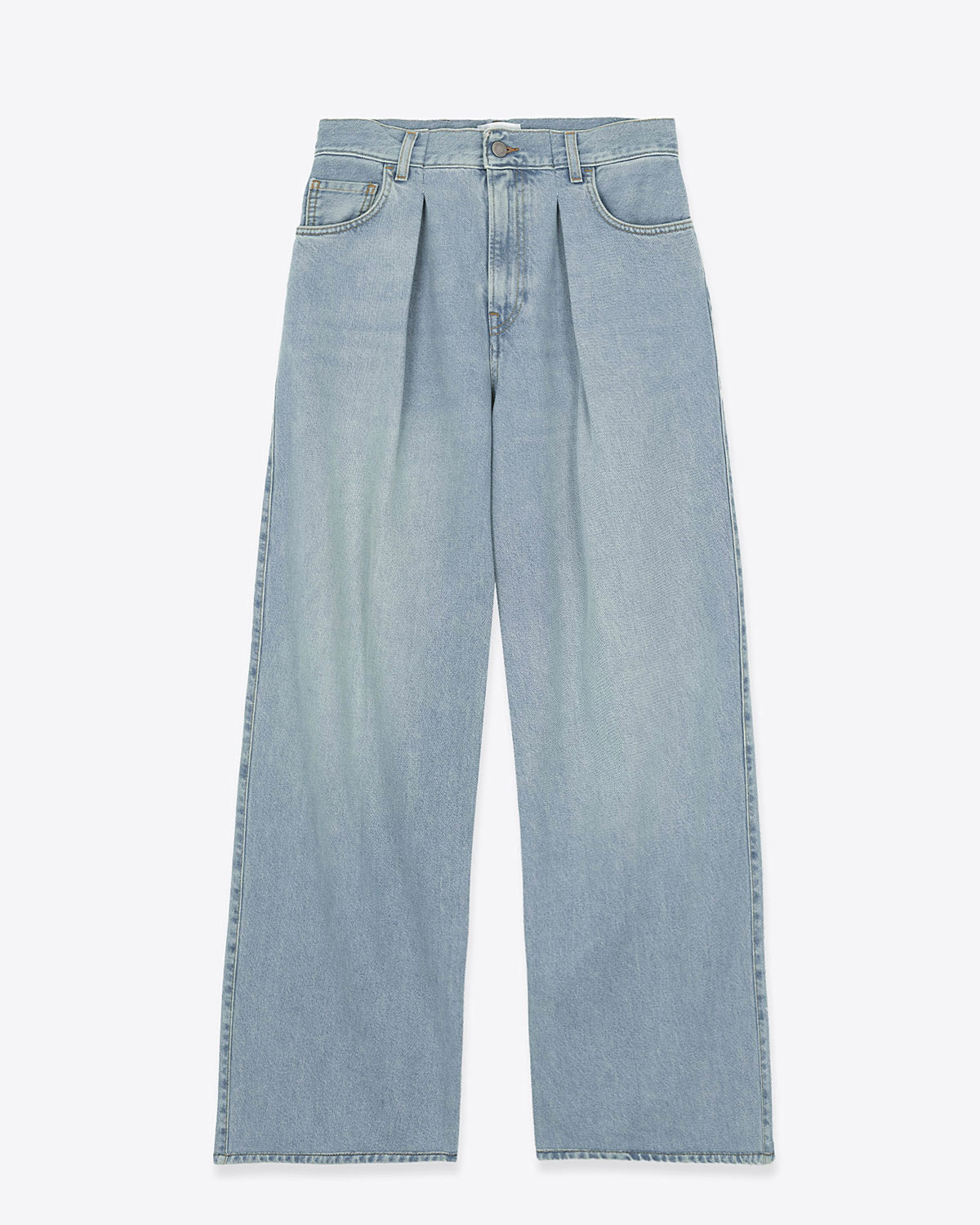 Jean large à pinces en denim fluide bleu clair Candy Haikure. Face.