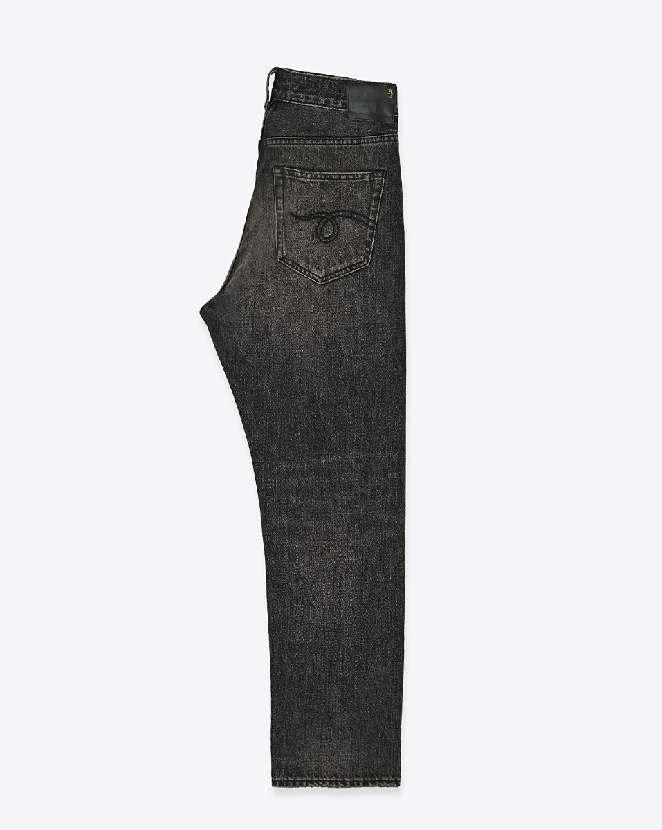 Produit Jean crossover R13 en denim noir Ashbury. Vue de profil.