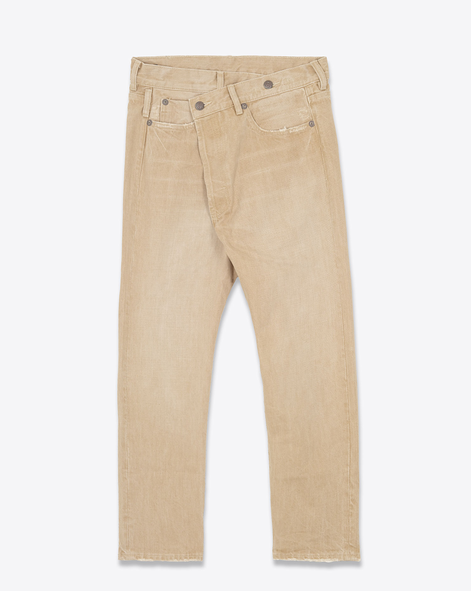 Produit Jean Crossover en toile beige clair Faded Wheat R13 denim. Face. 
