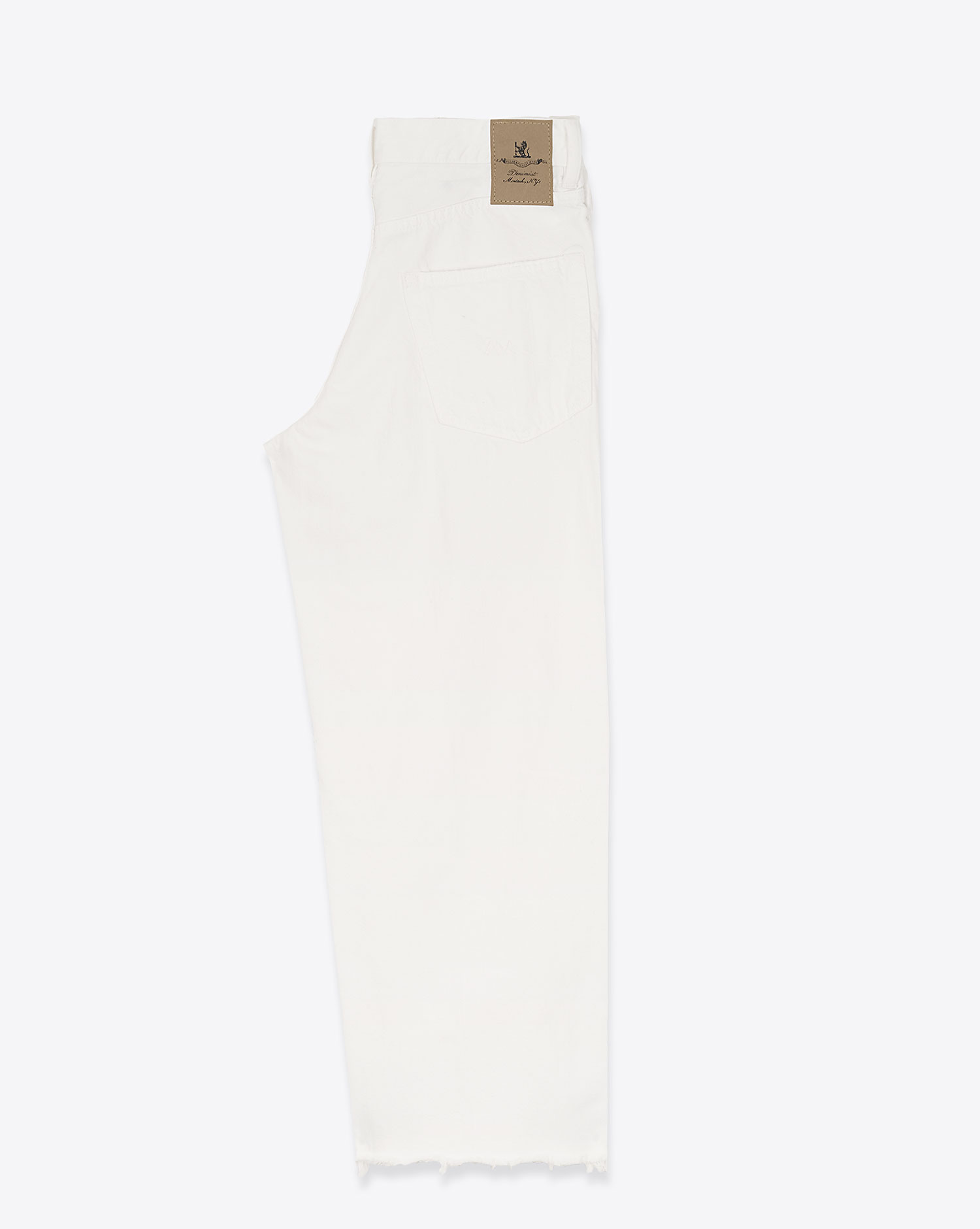 Produit Jean court large en denim blanc Georgia Denimist. Profil. 