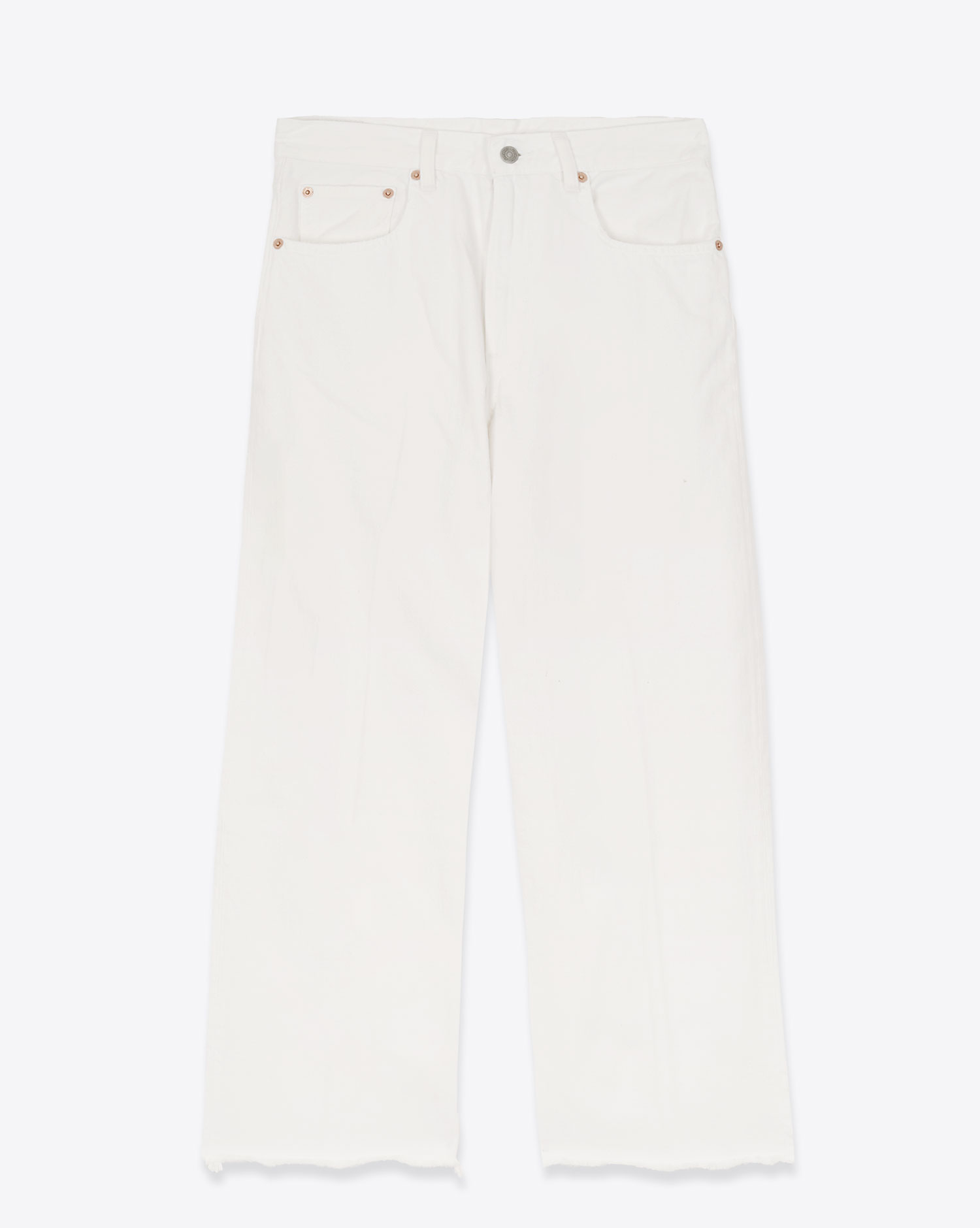 Produit Jean court large en denim blanc Georgia Denimist. Face.