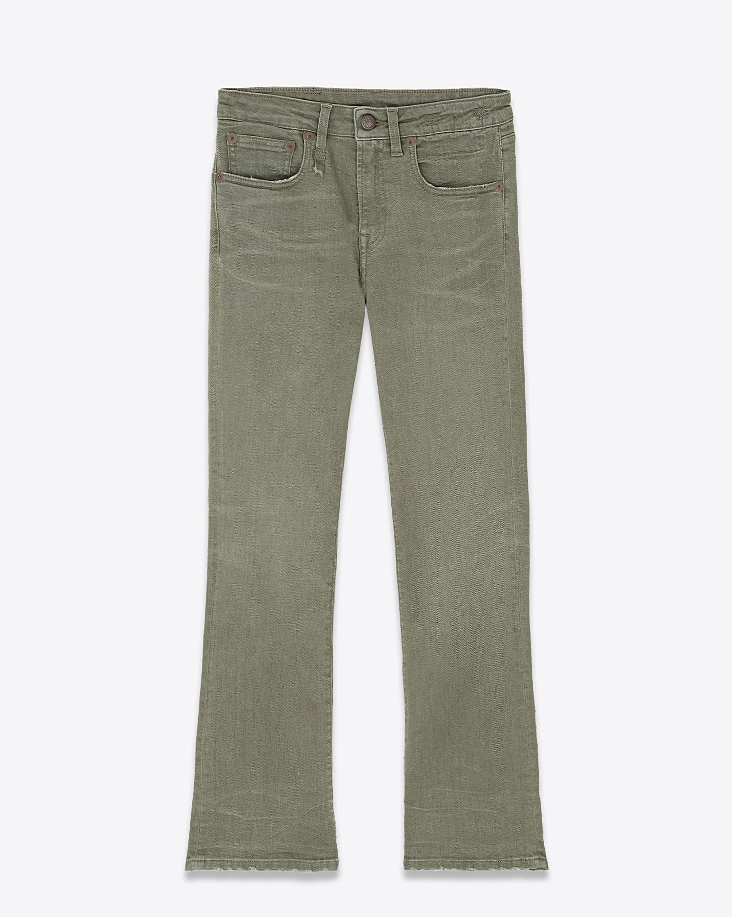 R13 Jean Kick Fit Olive Green Stretch