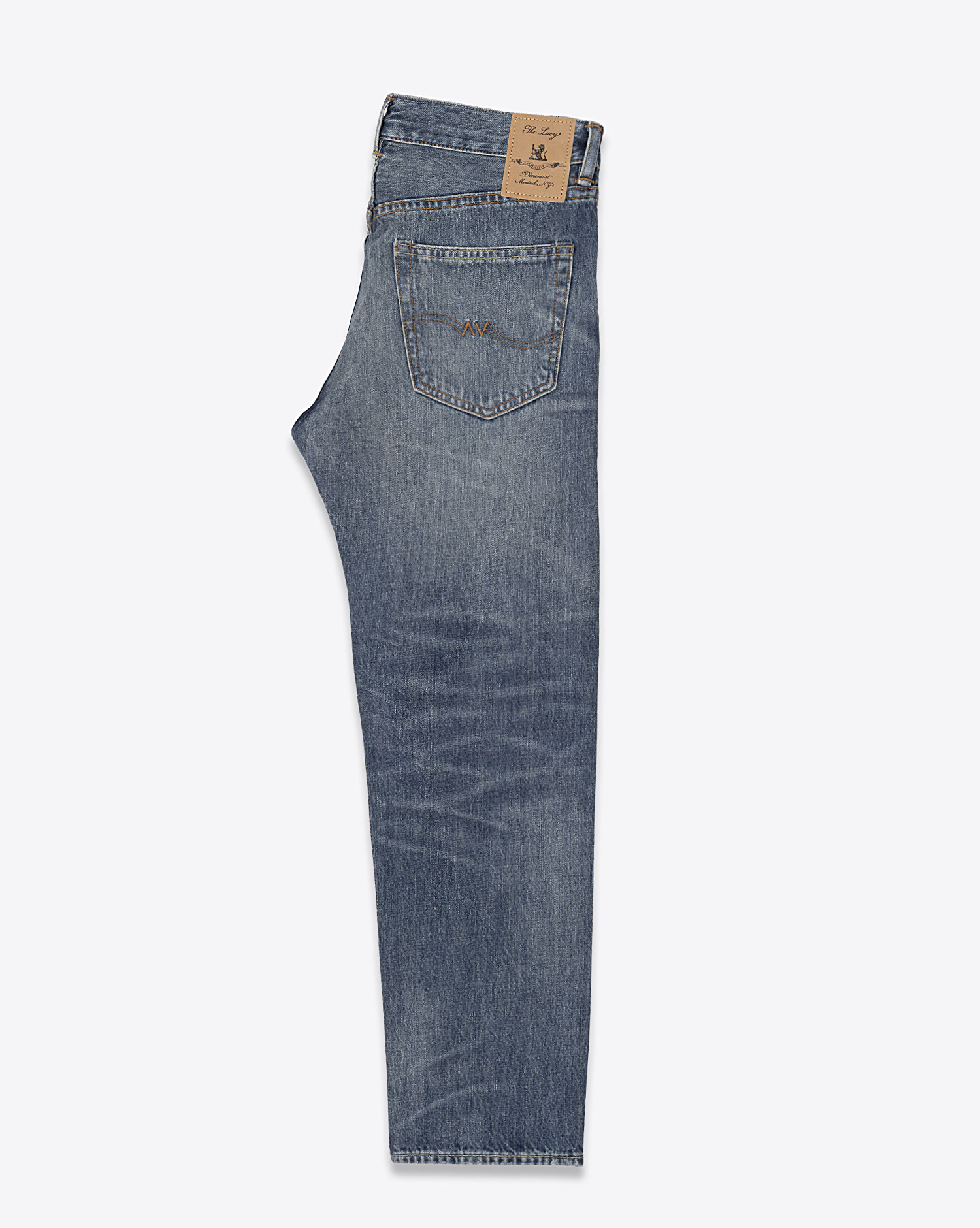 Jean Lucy Boyfriend Denimist en denim bleu délavé. Vue profil. 
