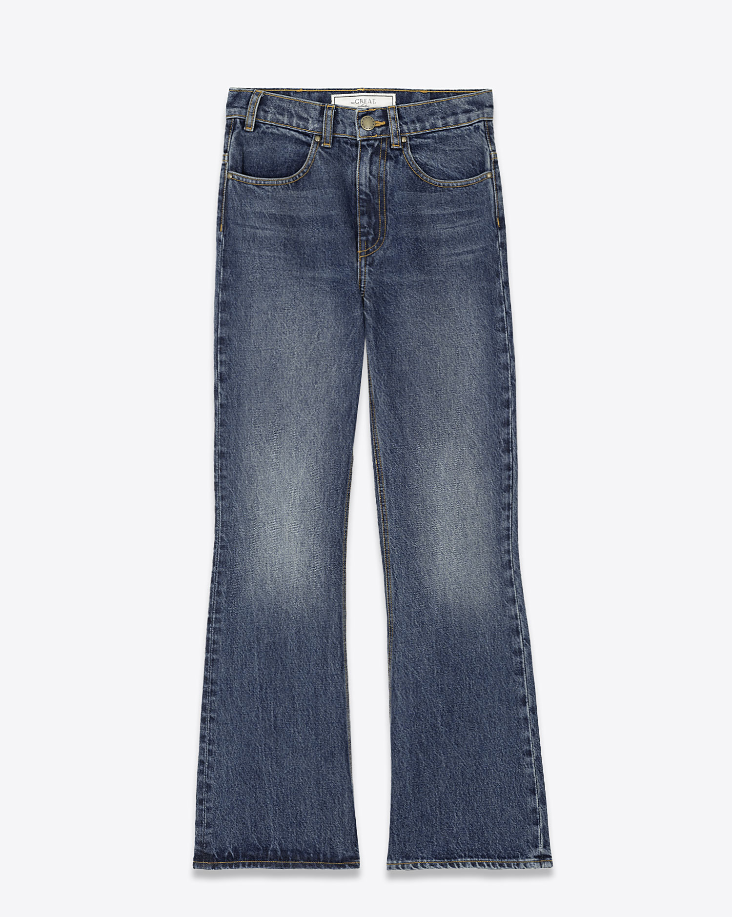 Produit Jean Penny The Great en denim bleu délavé. Vue face .