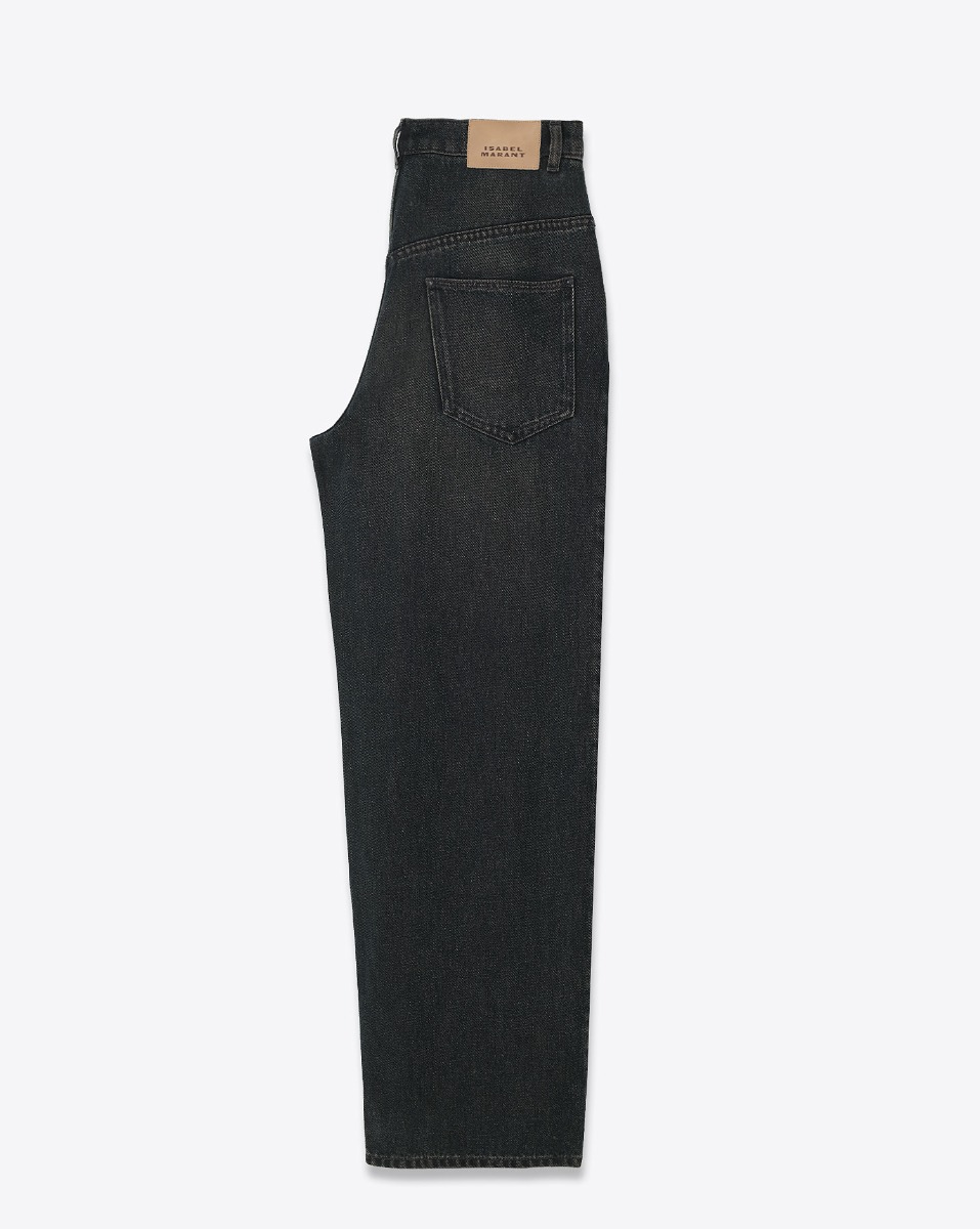 Jean large à pinces Rodayna Isabel Marant en lyocell Durty Blue. Vue de profil.