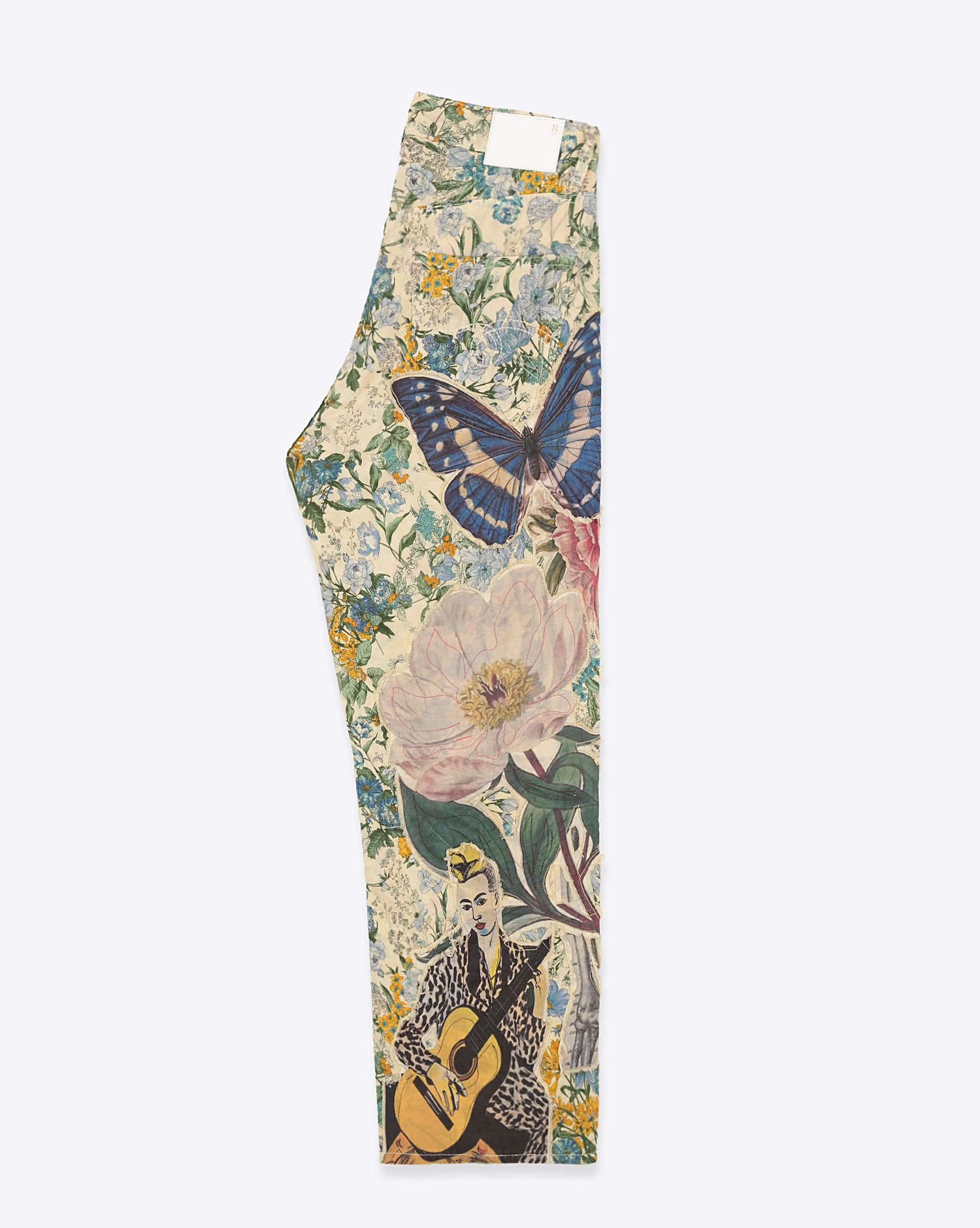 Jean Boyfriend R13 en coton imprimé floral. Vue profil. 