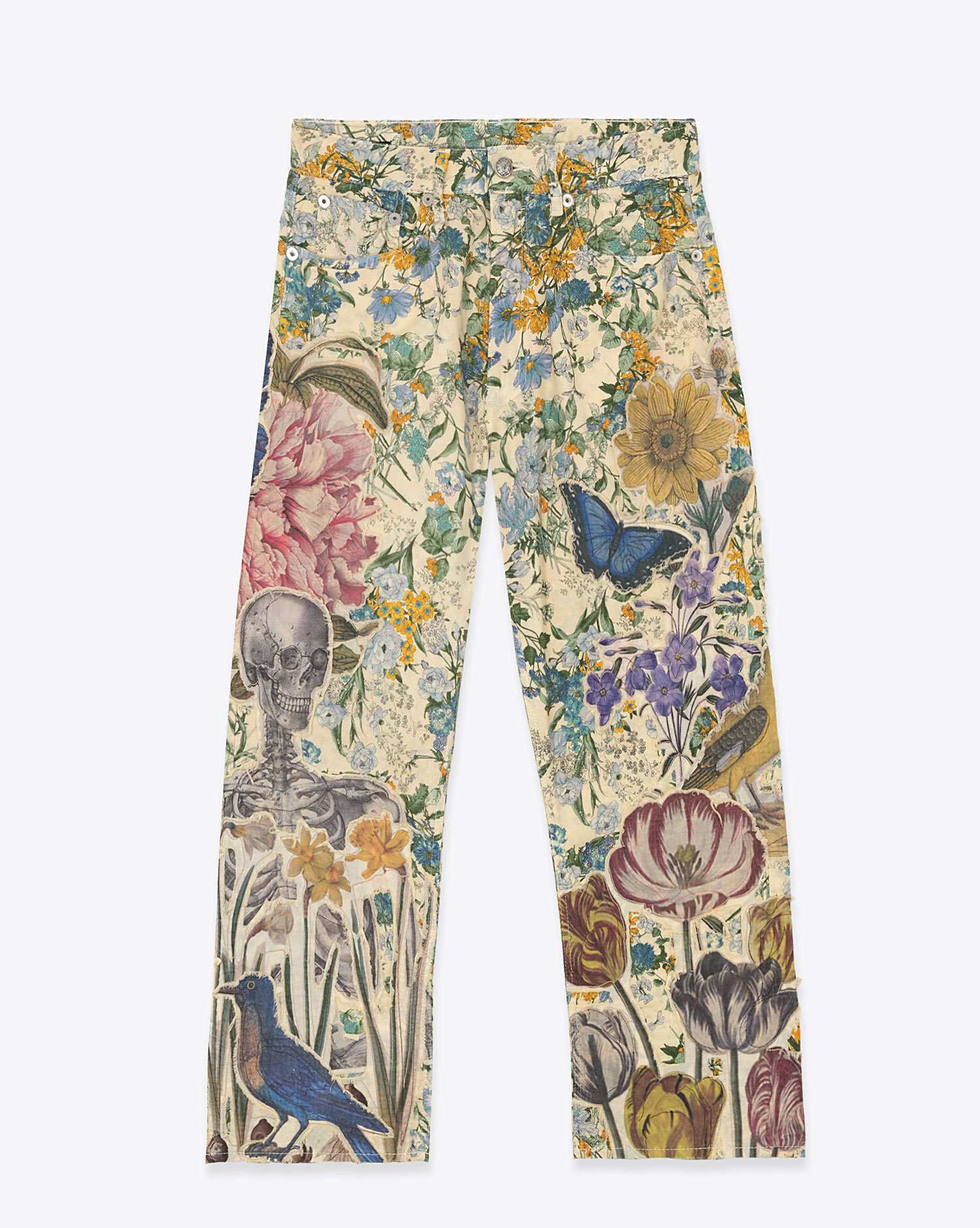 Jean Boyfriend R13 en coton imprimé floral. Vue face. 