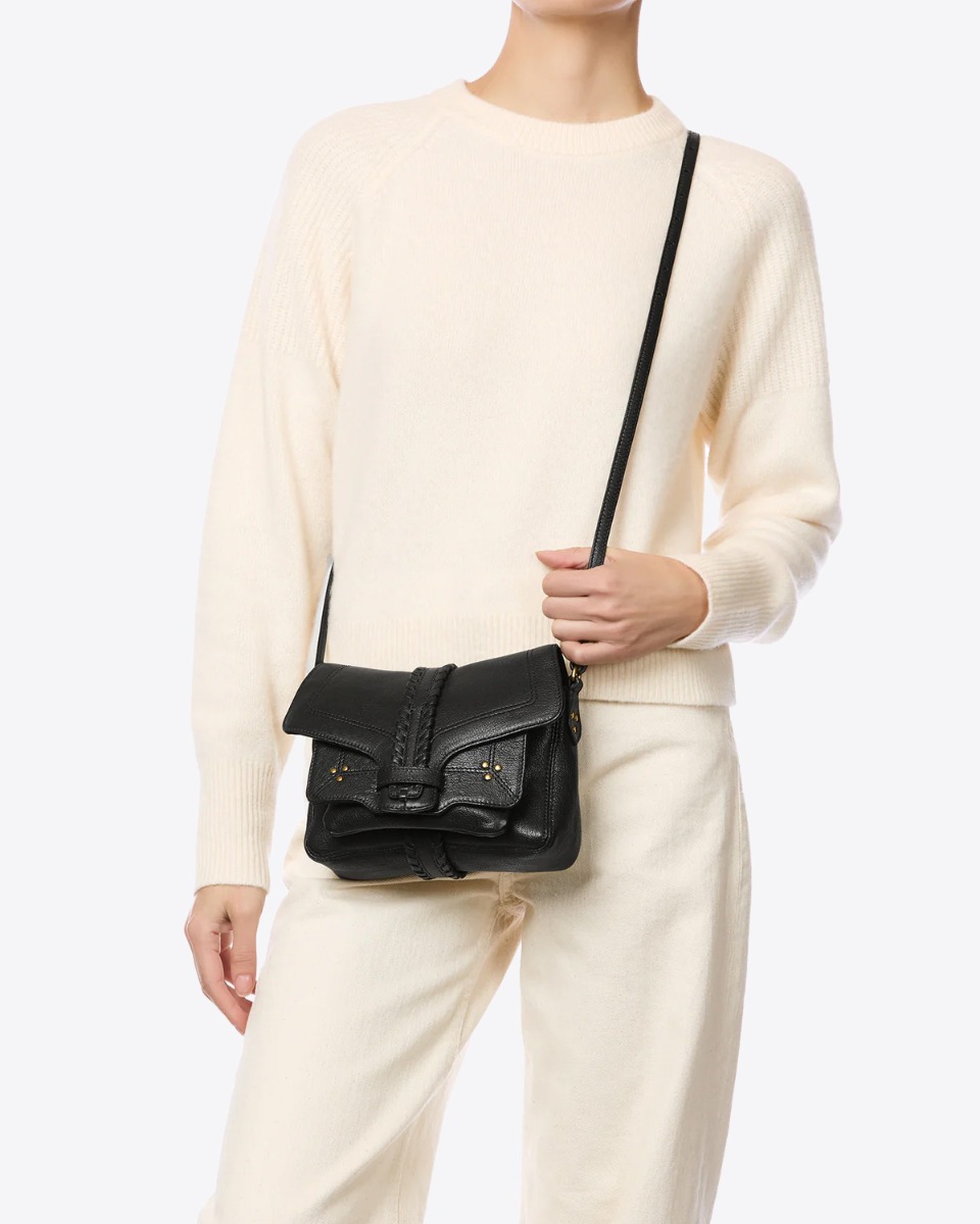 Sac Harry S J&eacute;r&ocirc;me Dreyfuss en cuir noir, port&eacute; crois&eacute;.