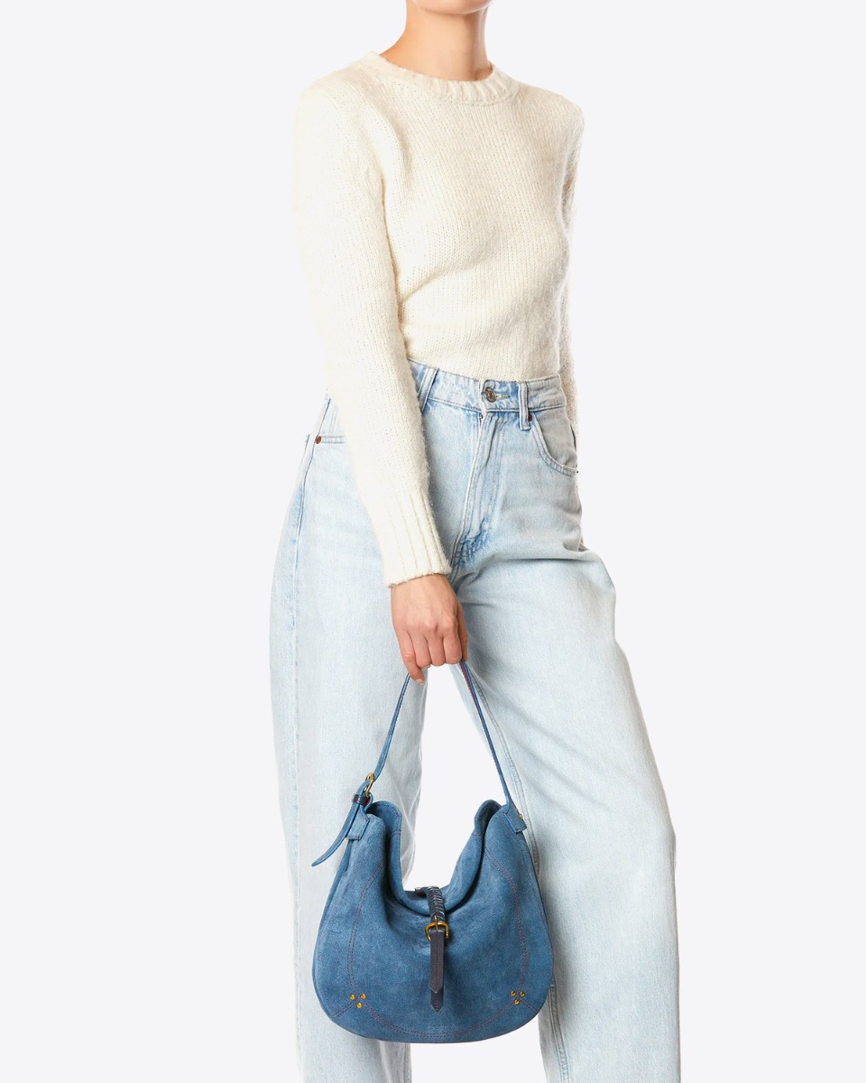 Sac Luis Jérôme Dreyfuss en cuir effet jean porté main.