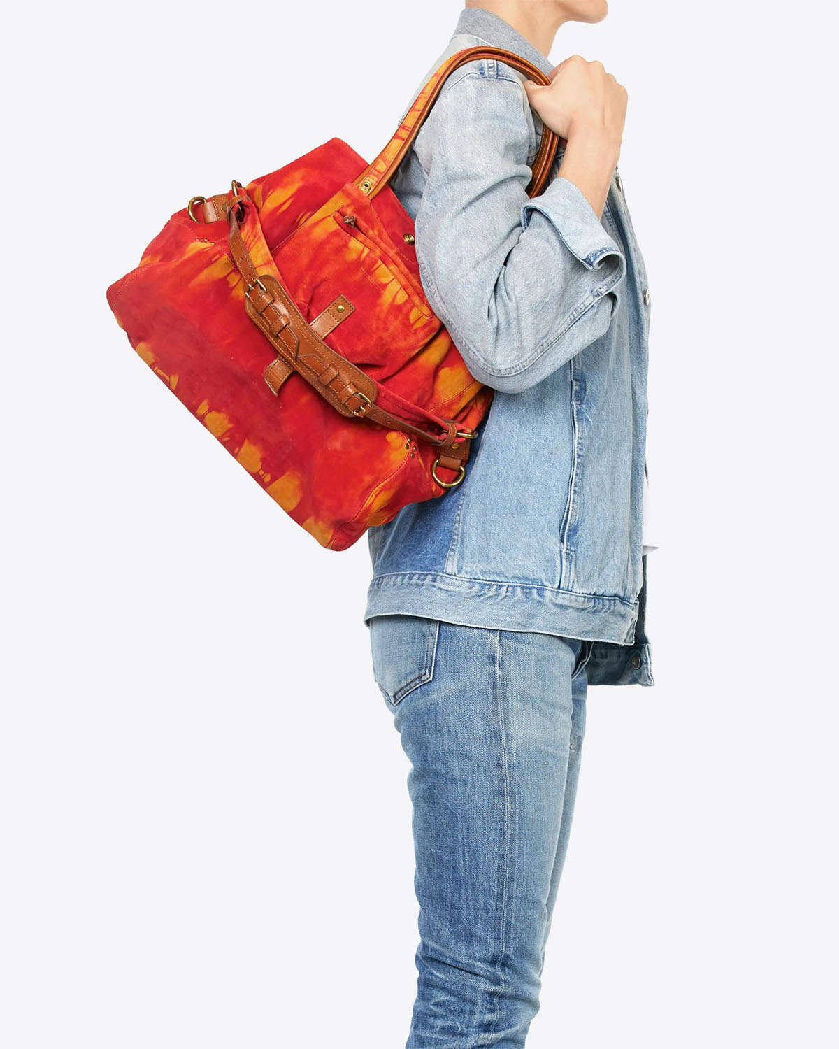 Jérôme Dreyfuss Sac Billy M Croûte Velours Tie Dye Orange