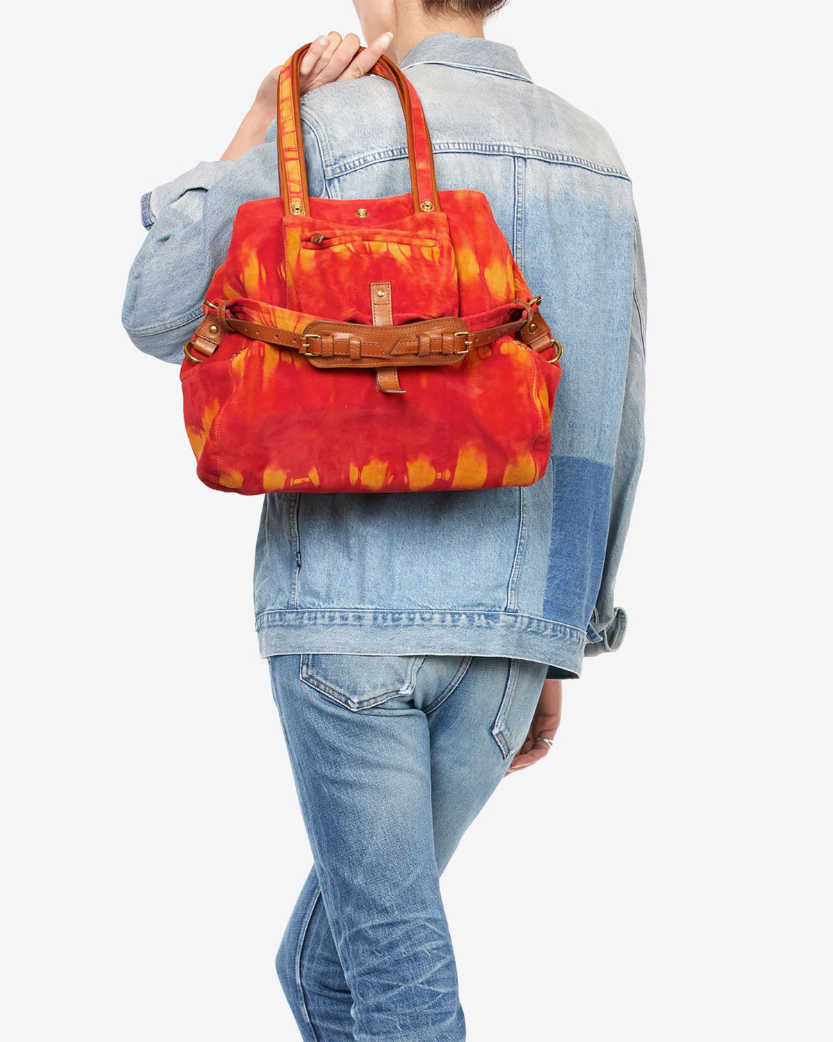 Jérôme Dreyfuss Sac Billy M Croûte Velours Tie Dye Orange