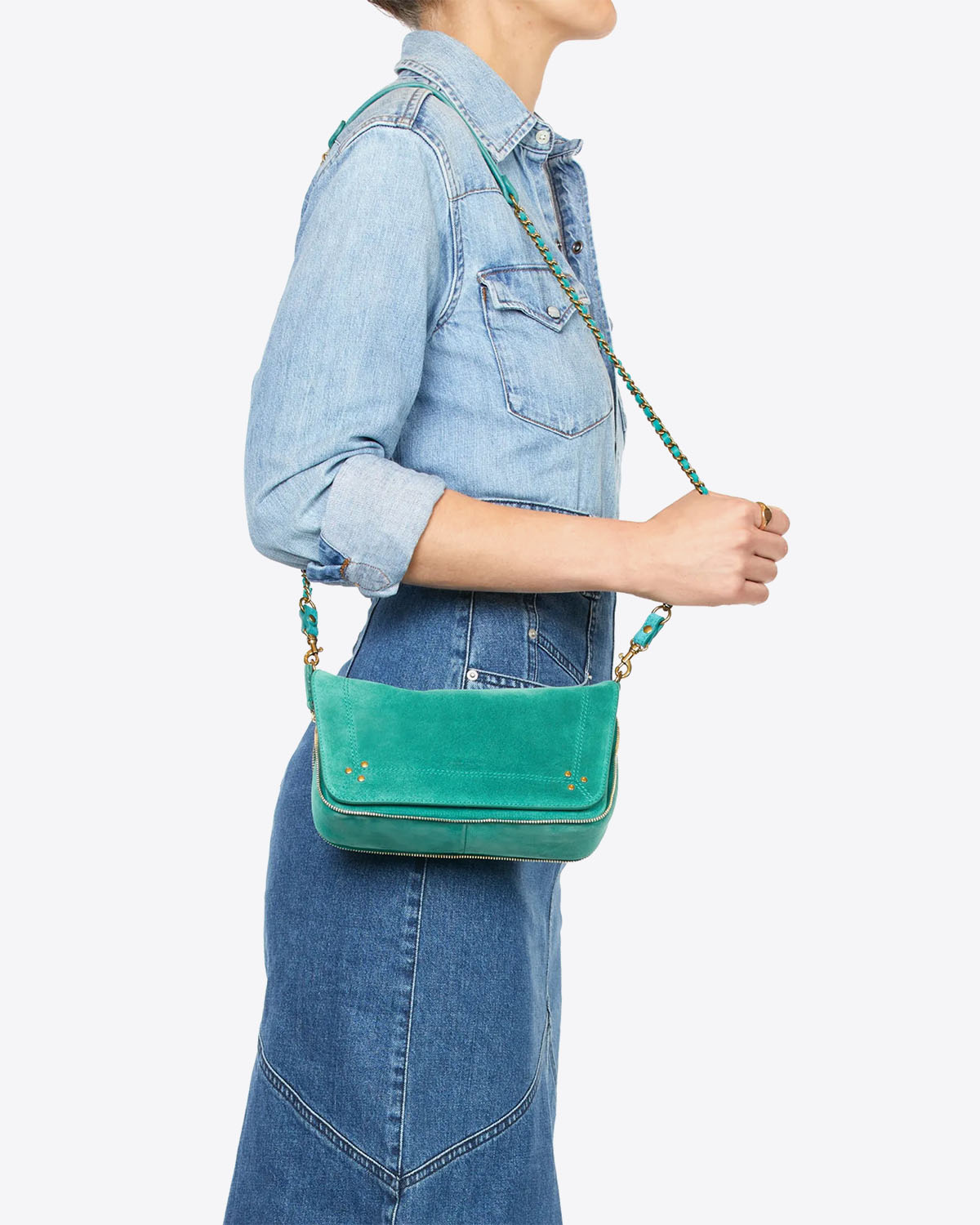 J&eacute;r&ocirc;me Dreyfuss Sac Bobi S Cro&ucirc;te Velours Cactus. Port&eacute; &eacute;paule. 