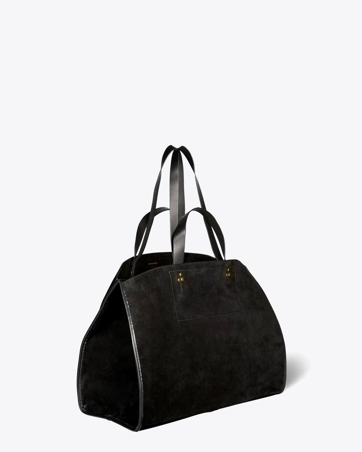 Produit Cabas large en cuir suédé noir Léon L Jérôme Dreyfuss. Vue de profil.
