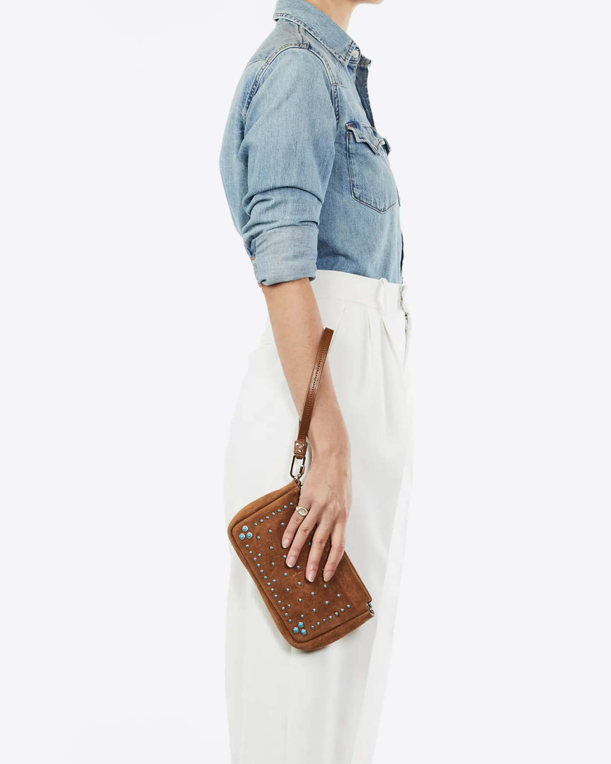 Pochette Jérôme Dreyfuss Clap M Split Calfskin Taos Turquoise  