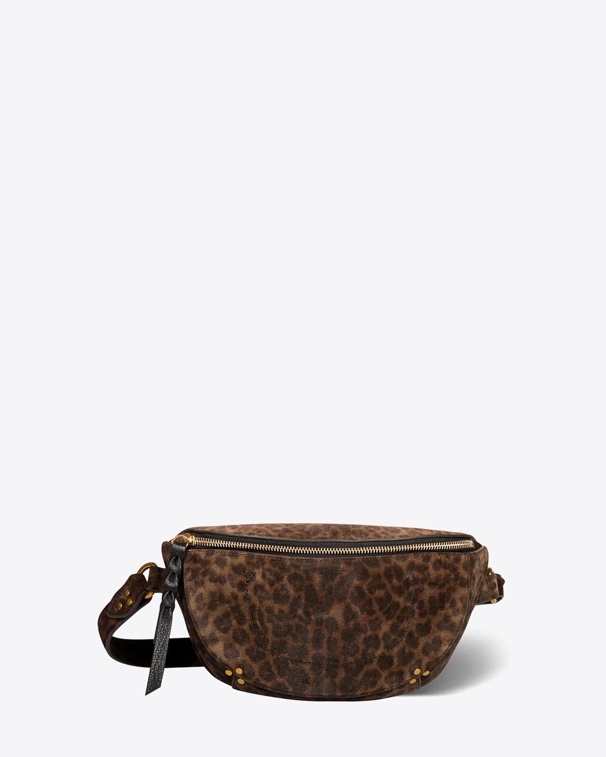Produit Sac banane lino en cuir imprimé léopard kaki Jérôme Dreyfuss. Face.