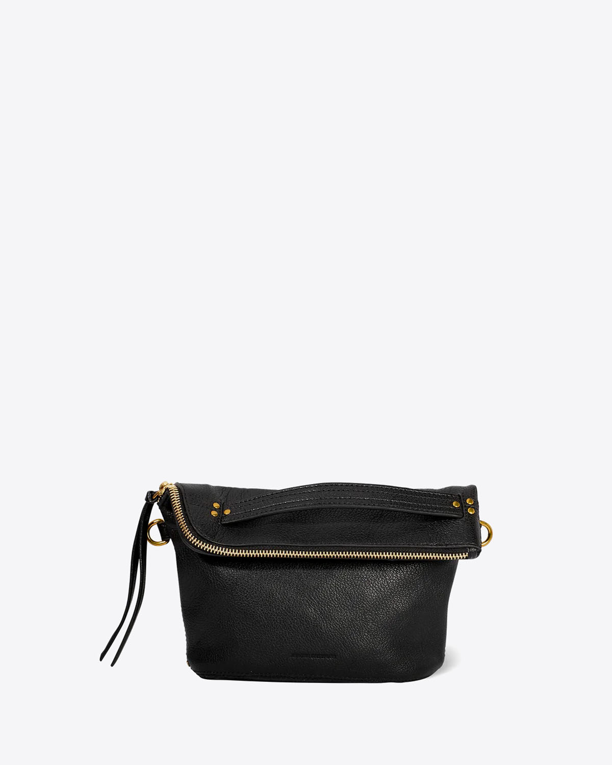 Produit Pochette Lucky Jérôme Dreyfuss en cuir noir grainé. Vue face. 