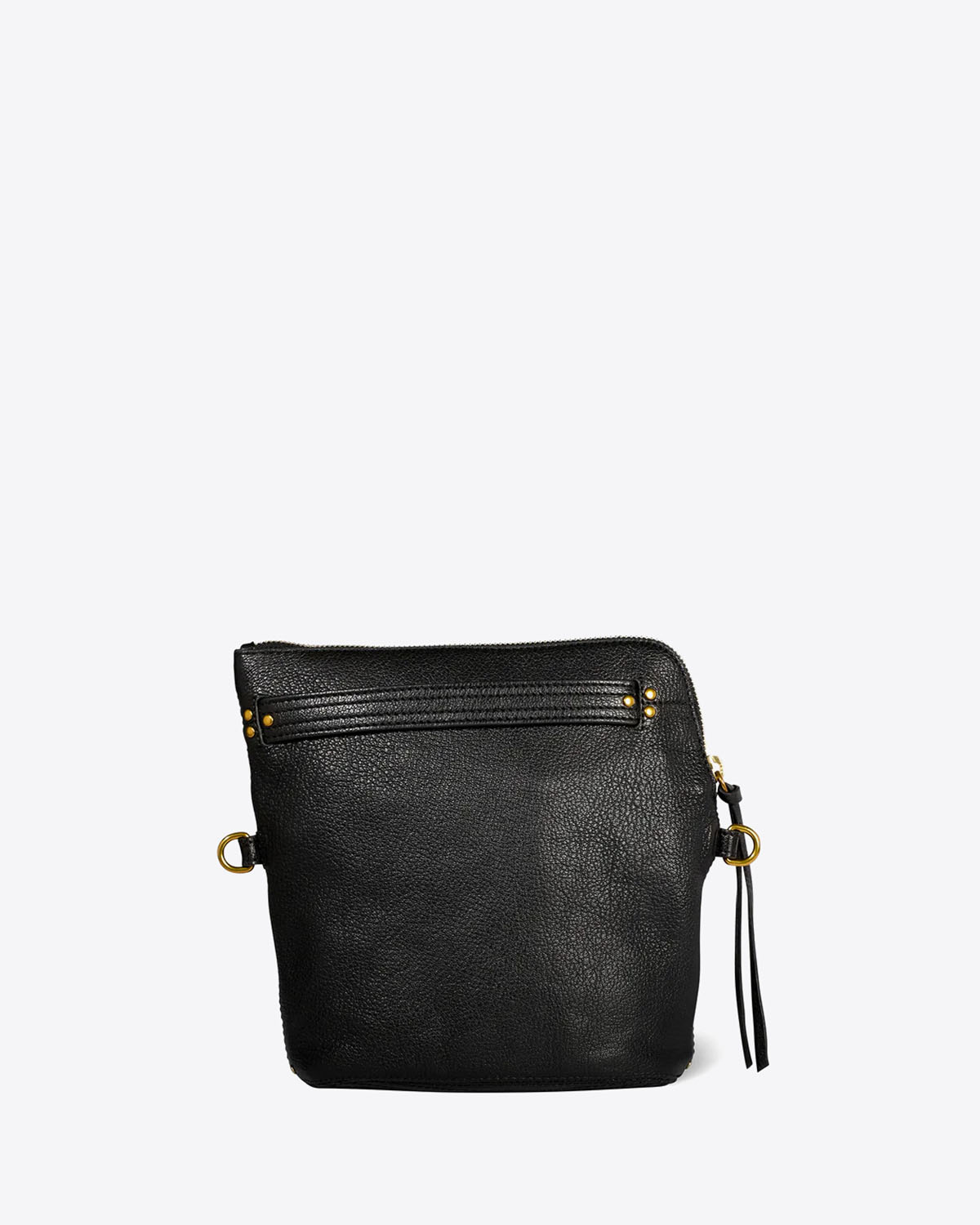 Produit Pochette Lucky Jérôme Dreyfuss en cuir noir grainé. Vue face. 