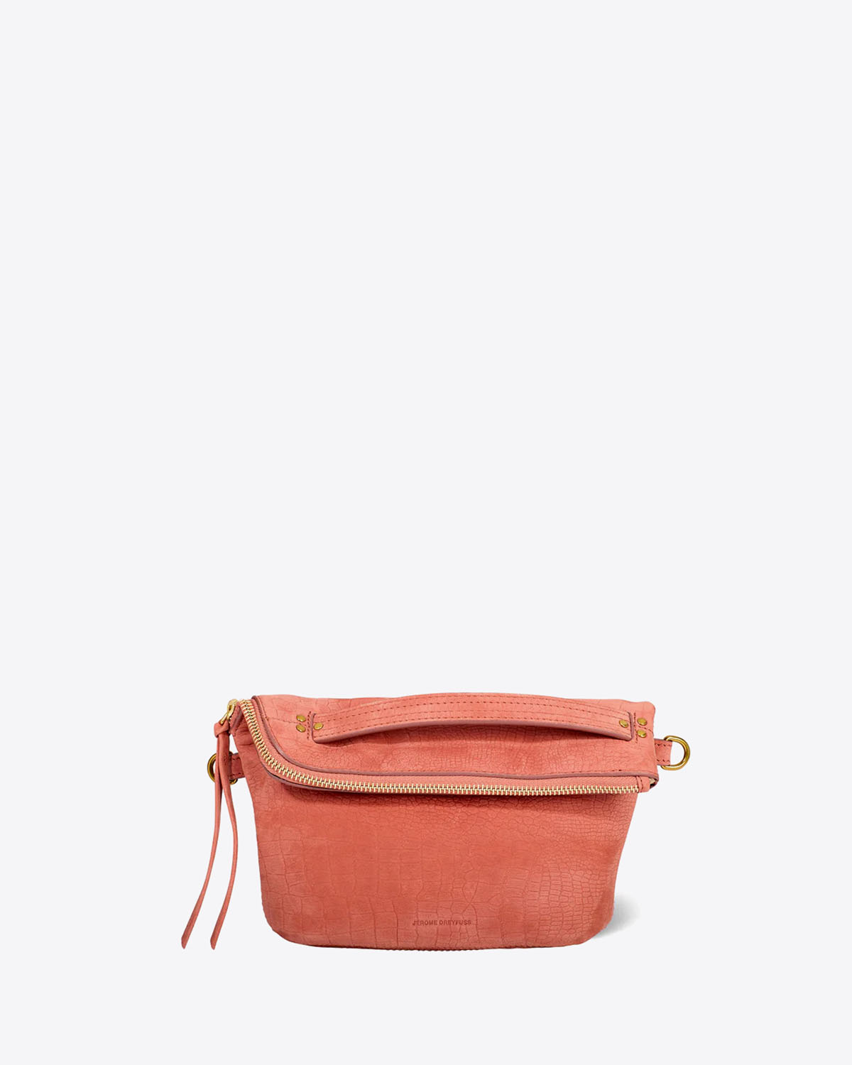 Produit Pochette Lucky Jérôme Dreyfuss en cuir terracotta. Vue face. 