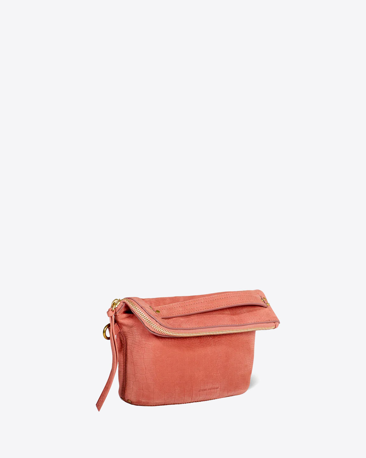 Produit Pochette Lucky Jérôme Dreyfuss en cuir terracotta. Vue profil.
