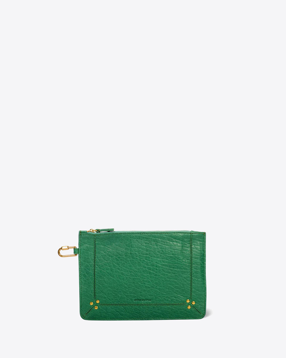 Produit Pochette Popoche M Jérôme Dreyfuss en cuir vert. Vue face. 
