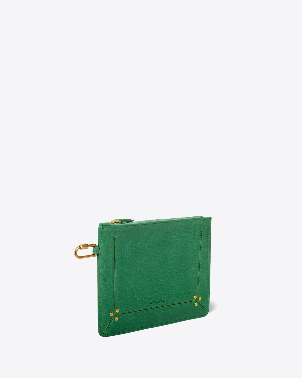 Produit Pochette Popoche M Jérôme Dreyfuss en cuir vert. Vue profil. 