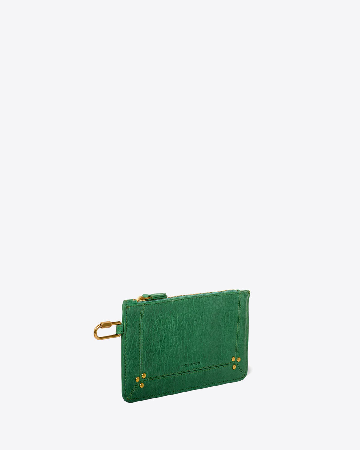 Produit Pochette Popoche S Jérôme Dreyfuss en cuir vert. Vue profil.

