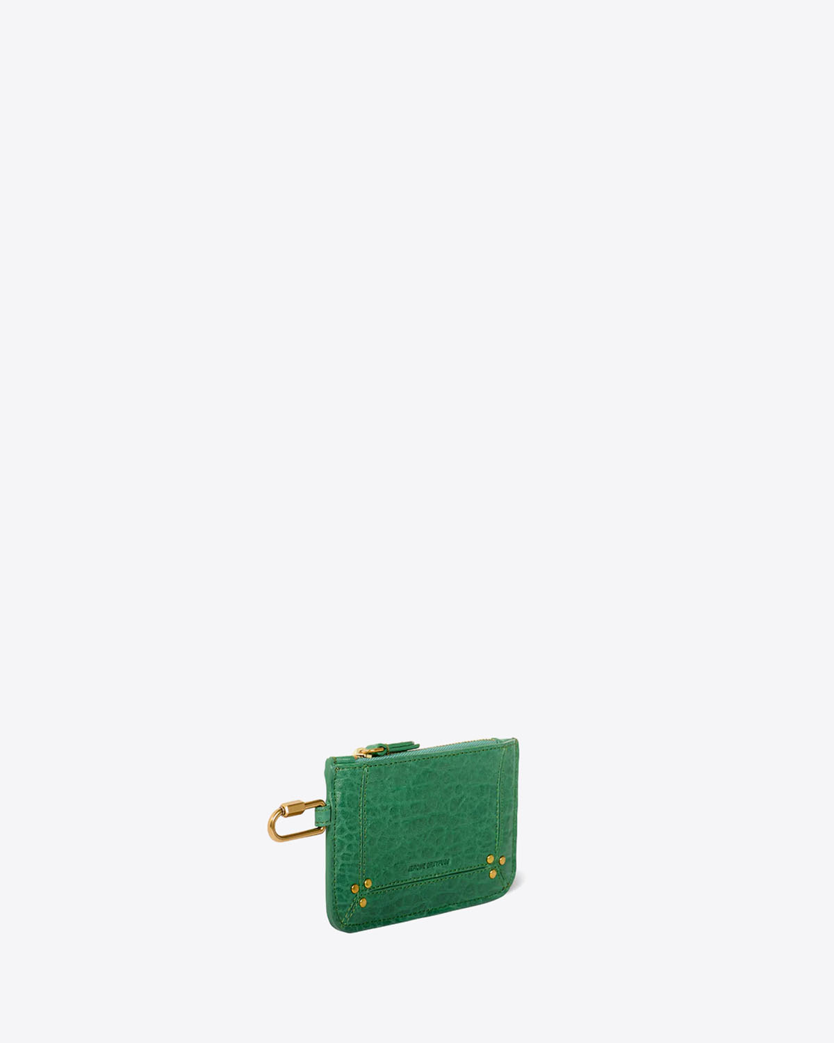 Produit Pochette Popoche XS Jérôme Dreyfuss en cuir vert. Vue profil.
