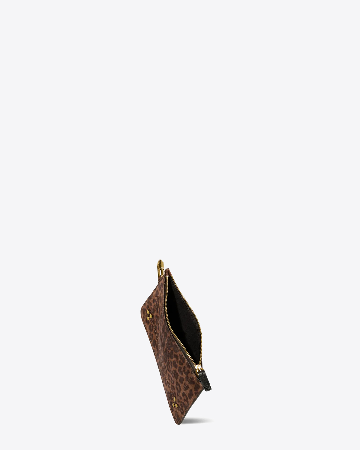 Pochette Popoche S Jérôme Dreyfuss en cuir imprimé léopard naturel. 