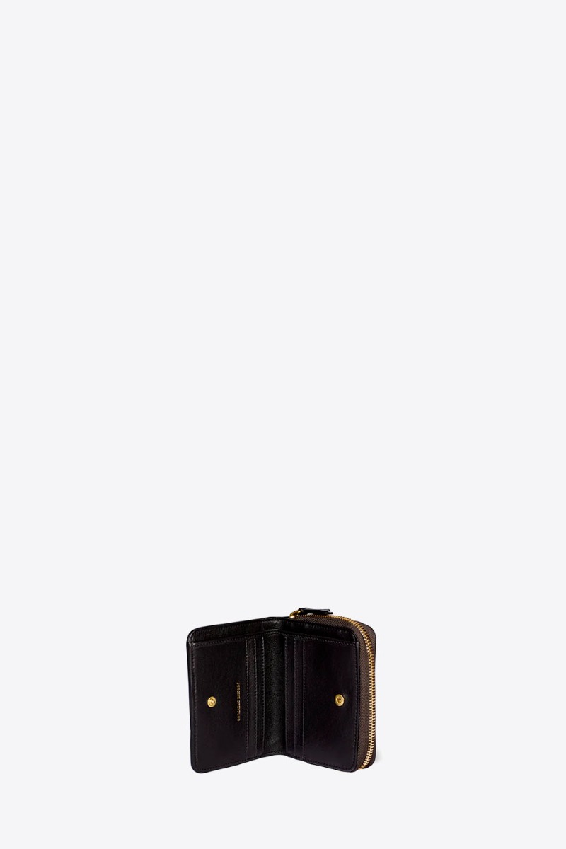 Produit Portefeuille André Jérôme Dreyfuss en cuir suédé imprimé à motif de chat sauvage. Détail de l'organisation intérieure. 