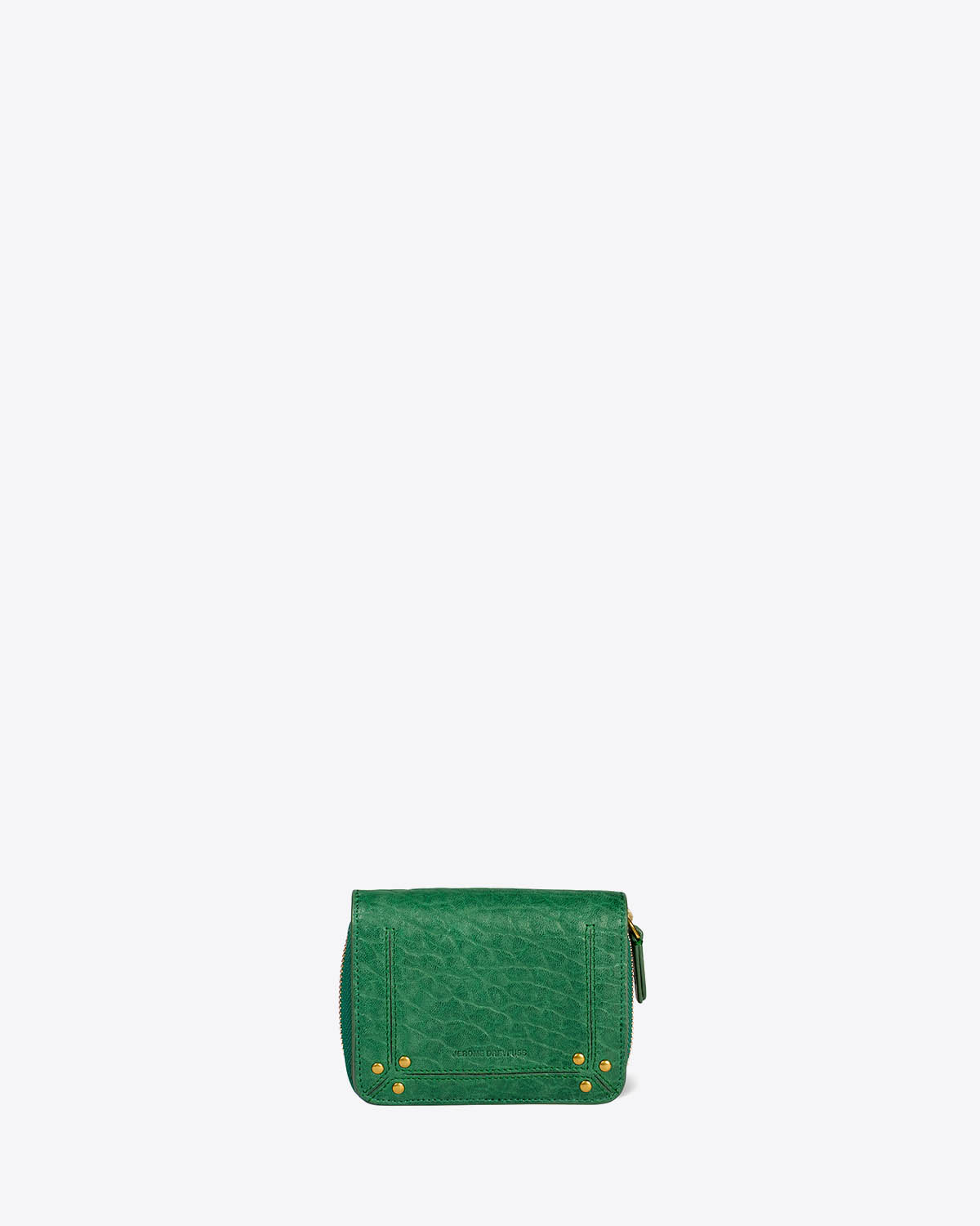 Portefeuille Andre Jérôme Dreyfuss en cuir vert. Vue face. 
