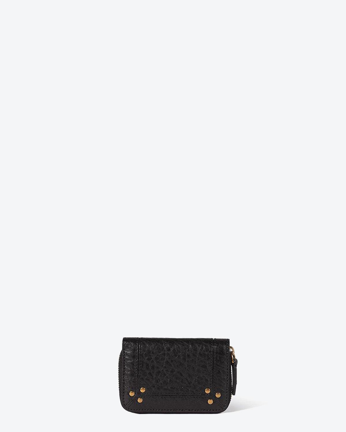 Portefeuille Henri Jérôme Dreyfuss en cuir noir bubble. Vue face. 