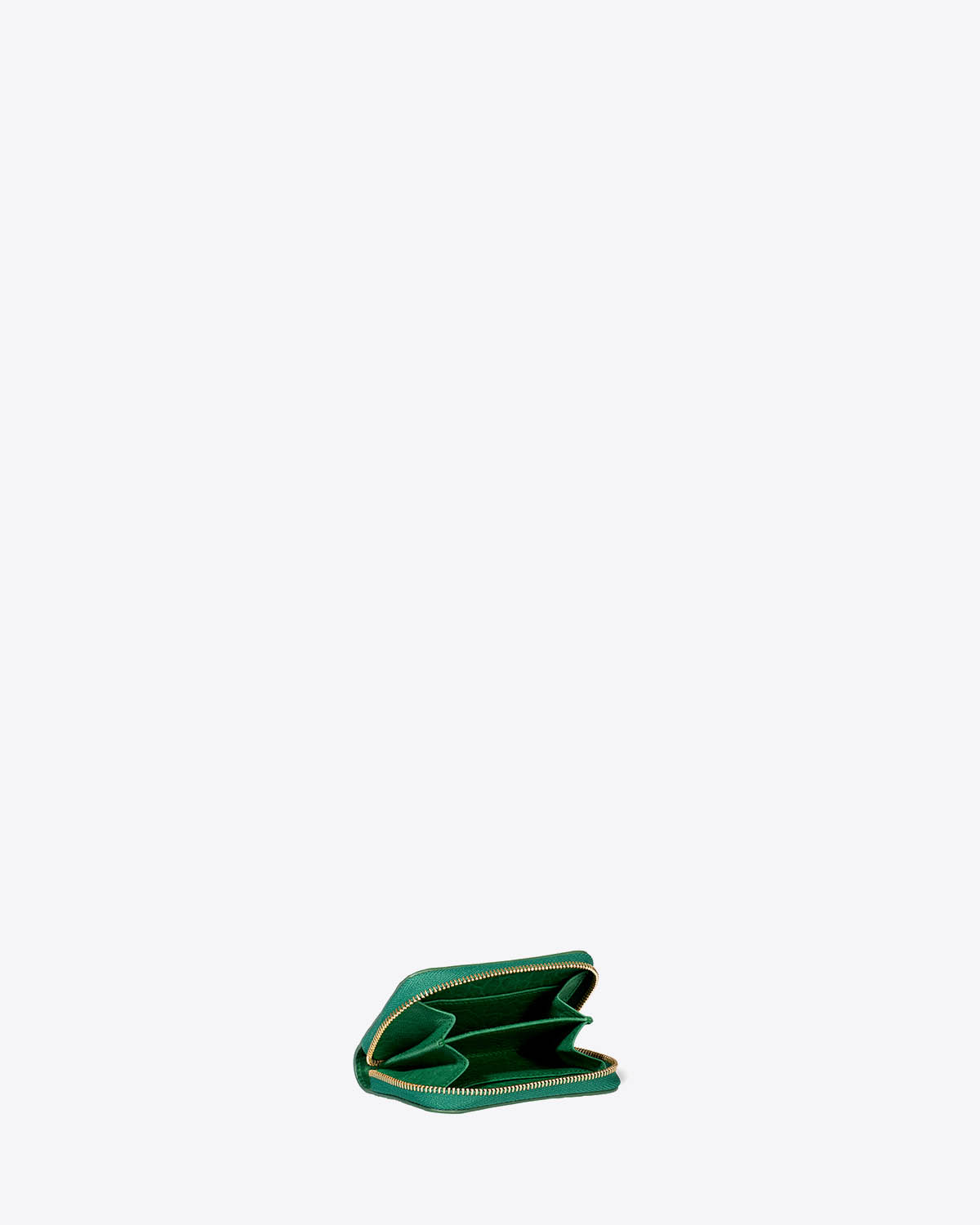 Produit Portefeuille Henri Jérôme Dreyfuss en cuir vert. Vue ouvert. 