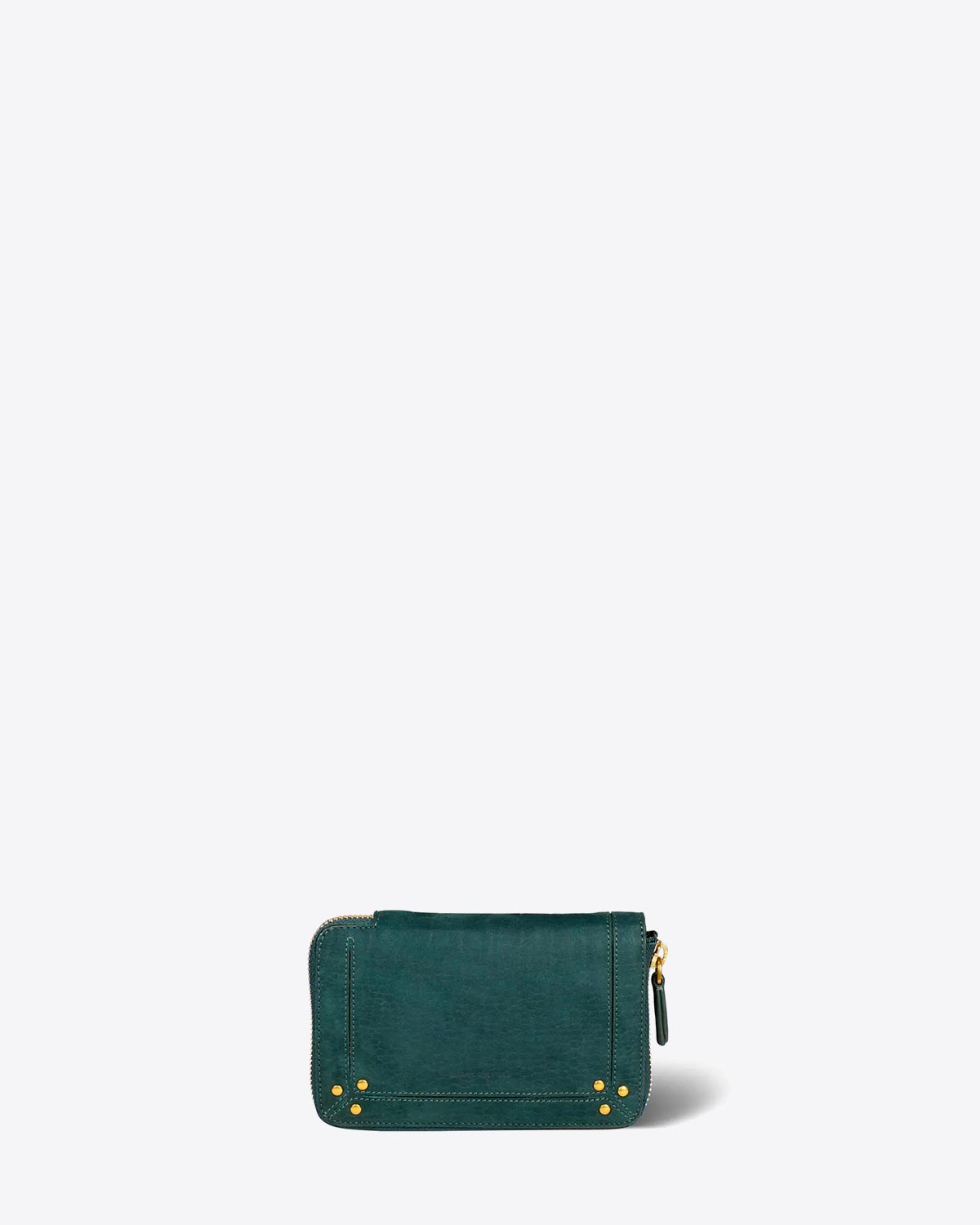 Portefeuille Julien Jérôme Dreyfuss en cuir imprimé croco vert foncé. Vue face. 
