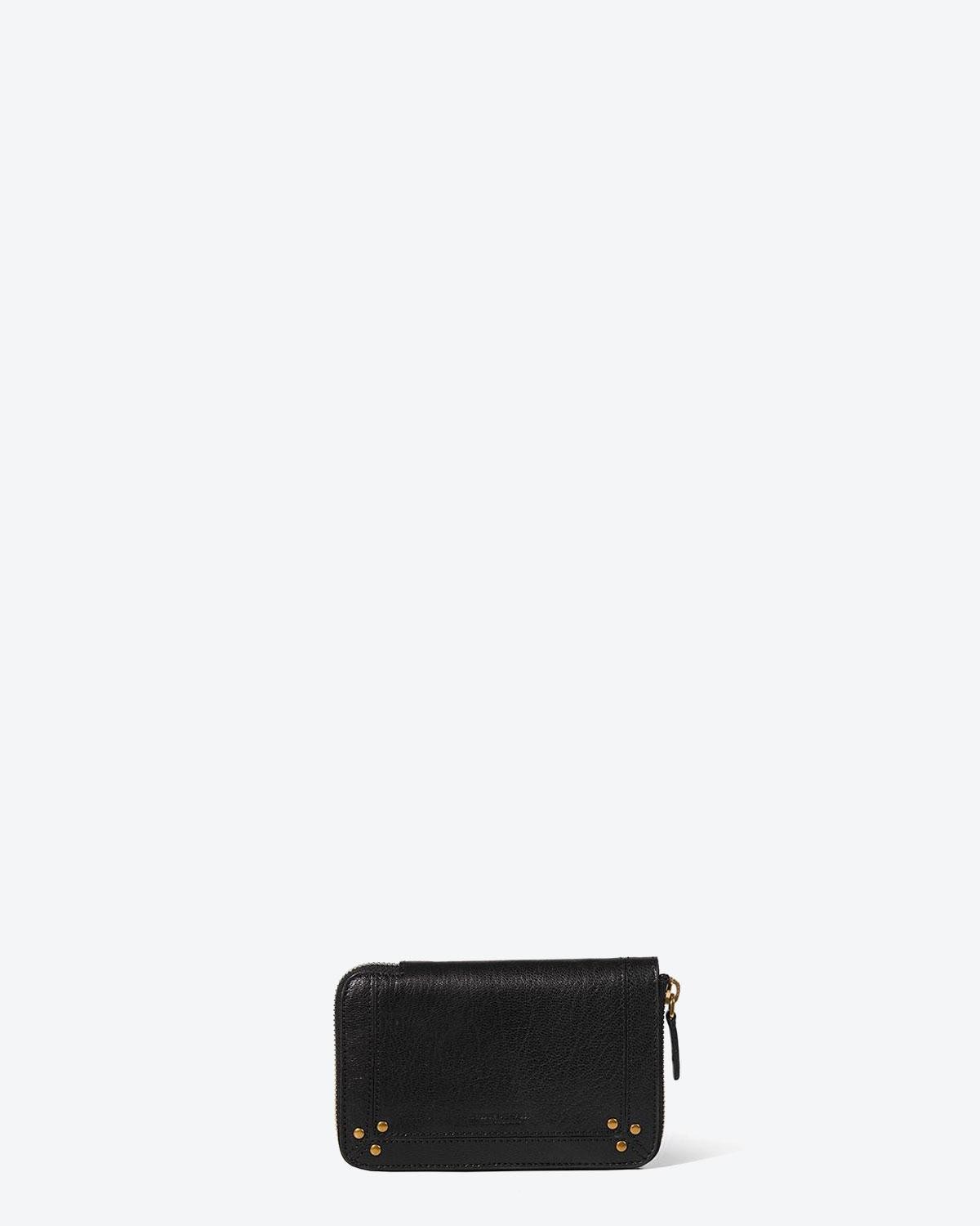 Produit Portefeuille Julien Jérôme Dreyfuss en cuir noir. Vue face. 