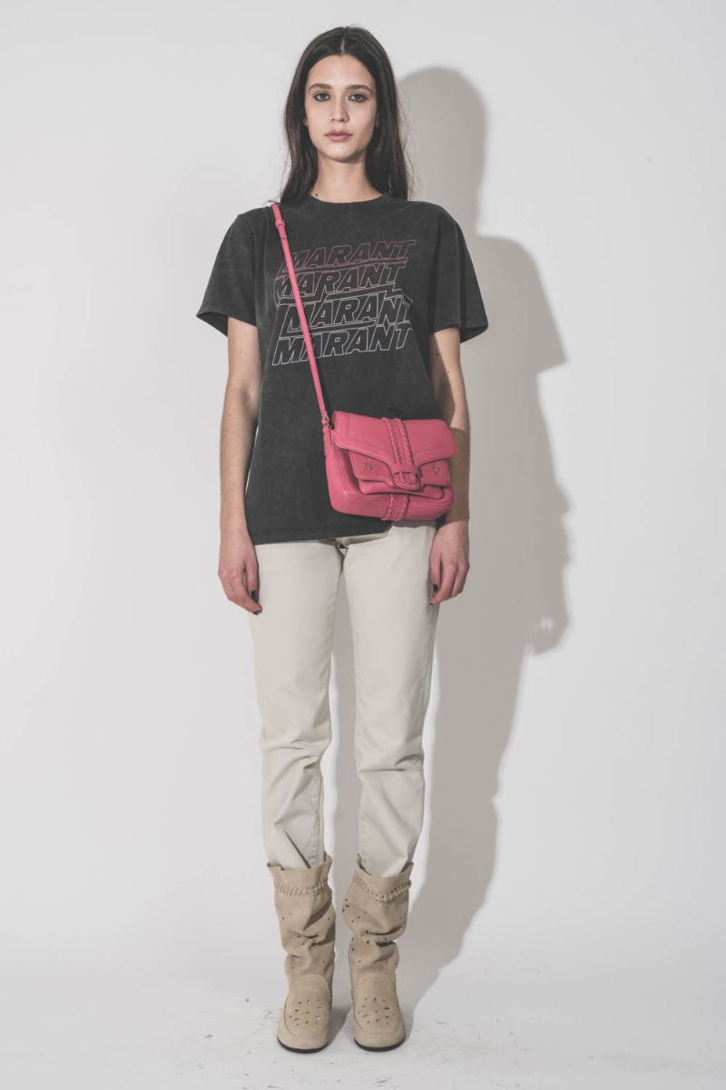 Sac Harry S J&eacute;r&ocirc;me Dreyfuss en cuir d'agneau Jacinthe, port&eacute; crois&eacute;.