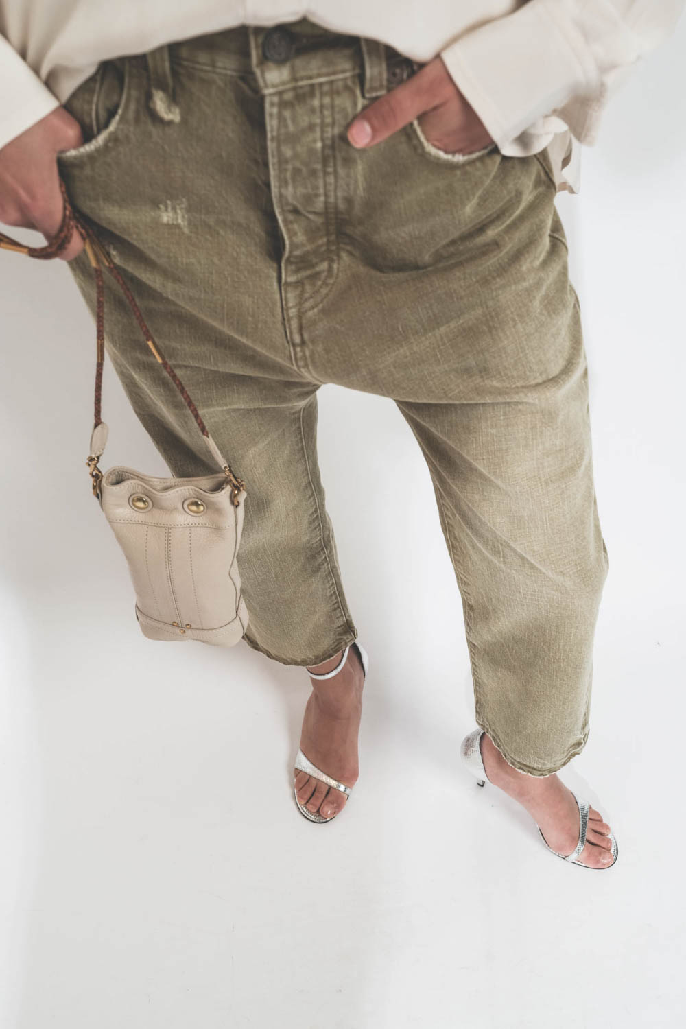 J&eacute;r&ocirc;me Dreyfuss Sac Ben Mini Ch&egrave;vre Ecru Grain&eacute;