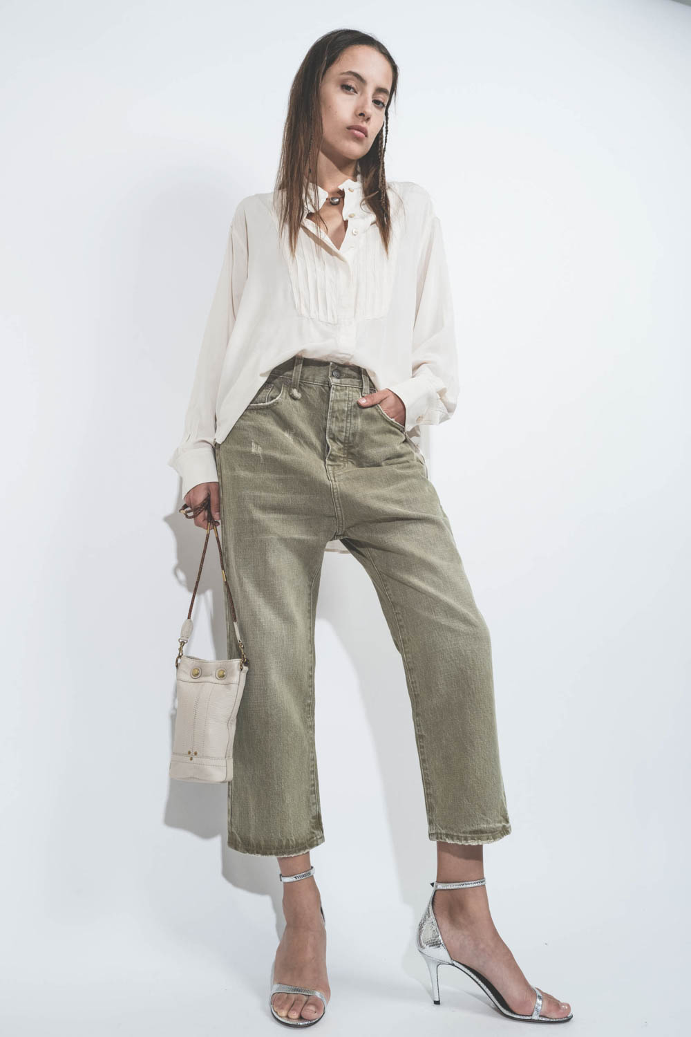 J&eacute;r&ocirc;me Dreyfuss Sac Ben Mini Ch&egrave;vre Ecru Grain&eacute;