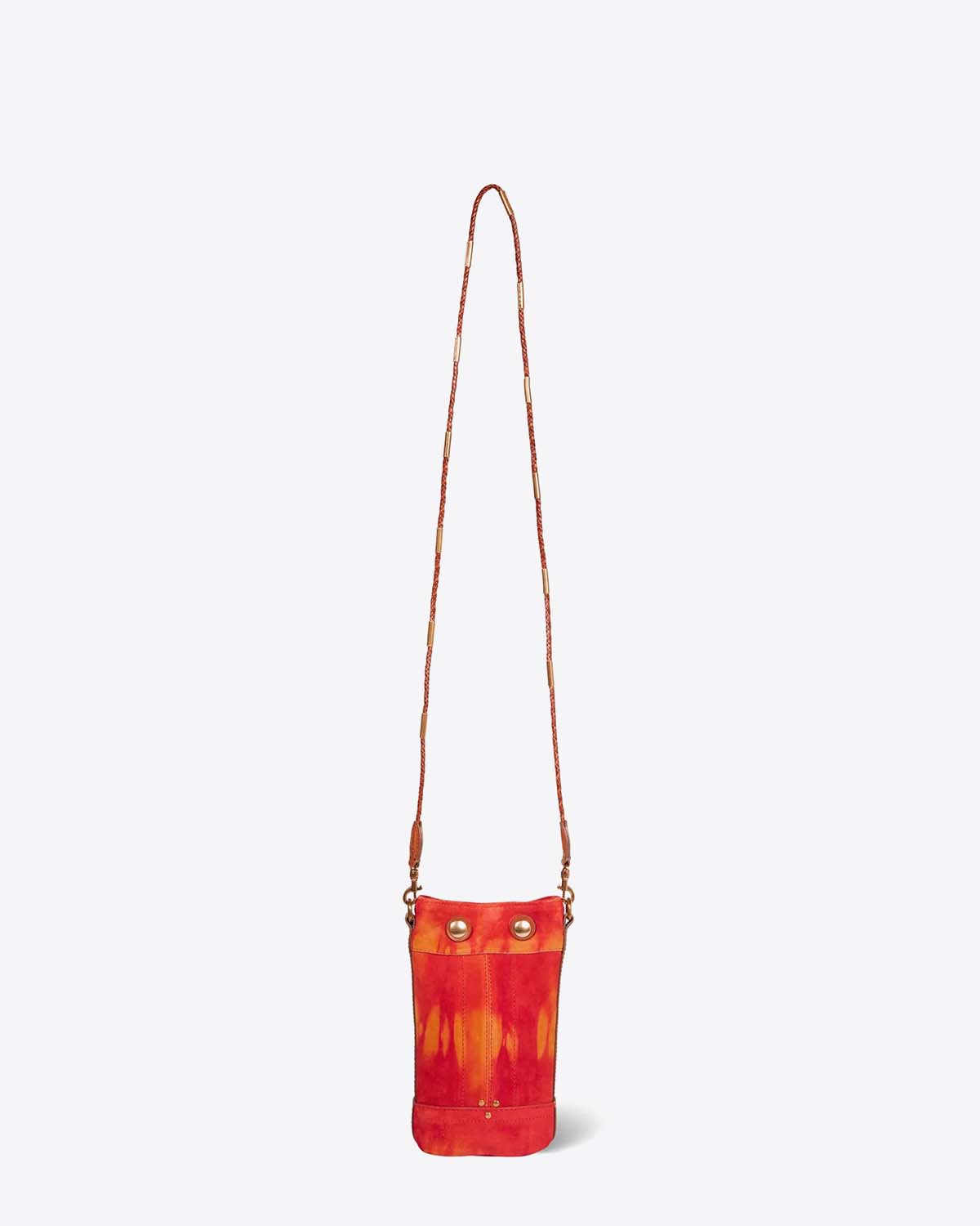 Produit Jérôme Dreyfuss Sac Ben Mini Croûte Velours Tie Dye Orange. Face.