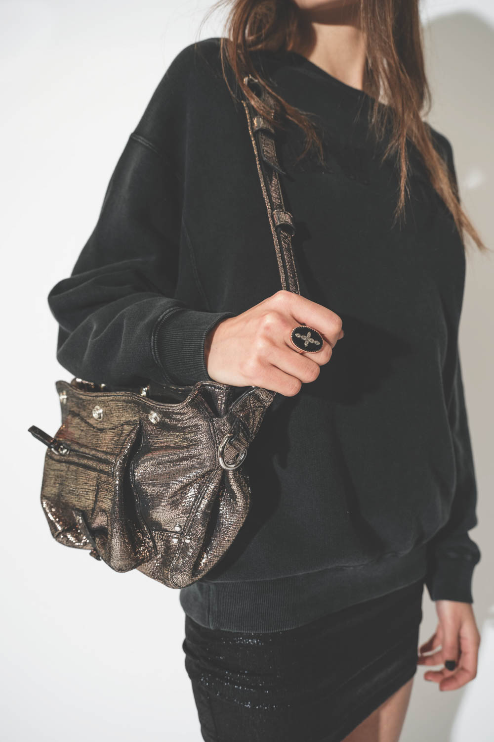 Sac Billy Banane Lam&eacute; Champagne J&eacute;rome Dreyfuss 