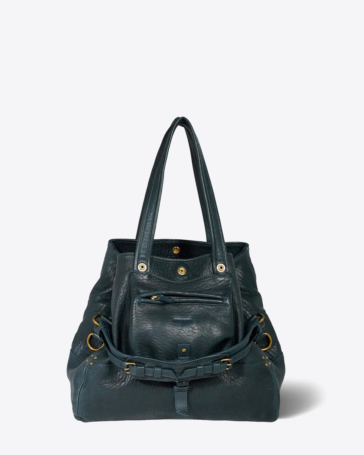 Sac Billy M Jérôme Dreyfuss en cuir bubble petrol. Vue face. 