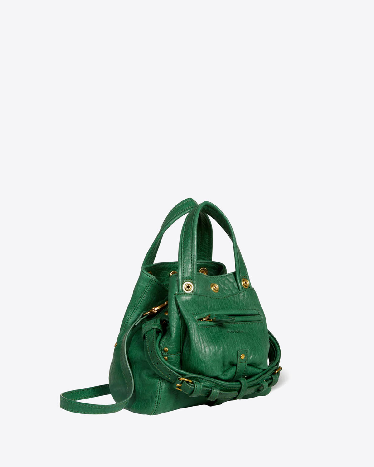 Produit Petit sac Billy Nano Jérôme Dreyfuss en cuir vert. Vue profil.