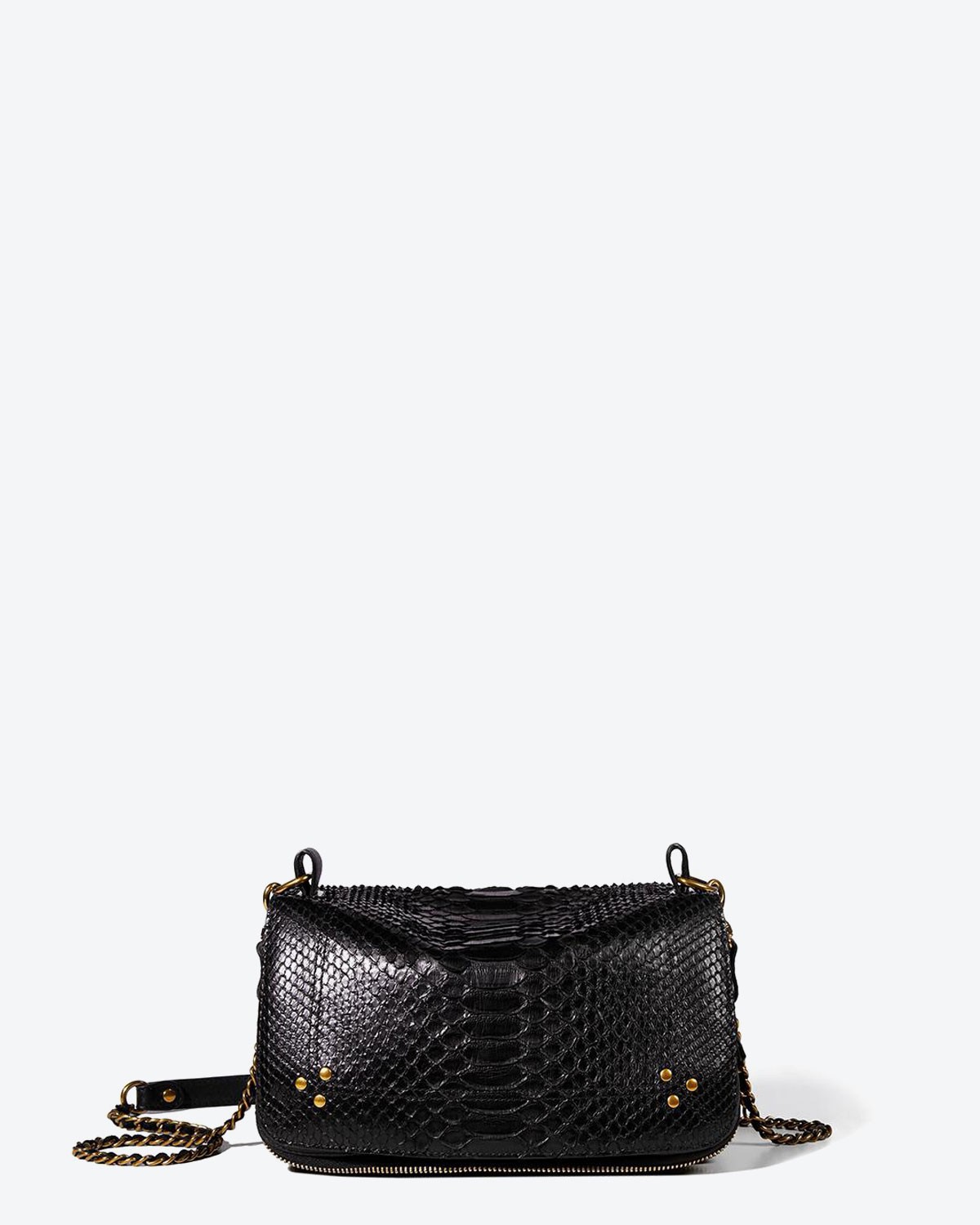 Sac bandoulière chaine Bobi python noir Jérôme Dreyfuss.