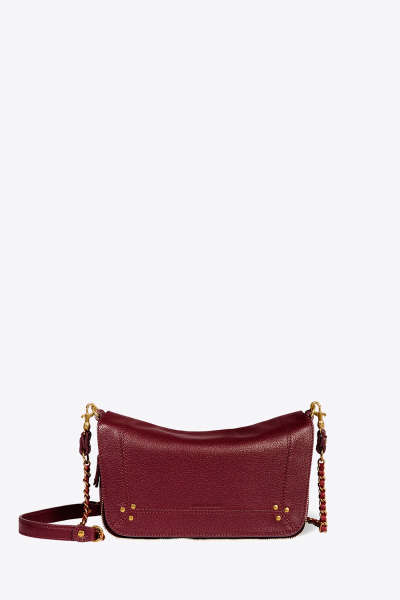 Sac Bobi S Jérôme Dreyfuss en cuir de chèvre brûlé. Vue de face.