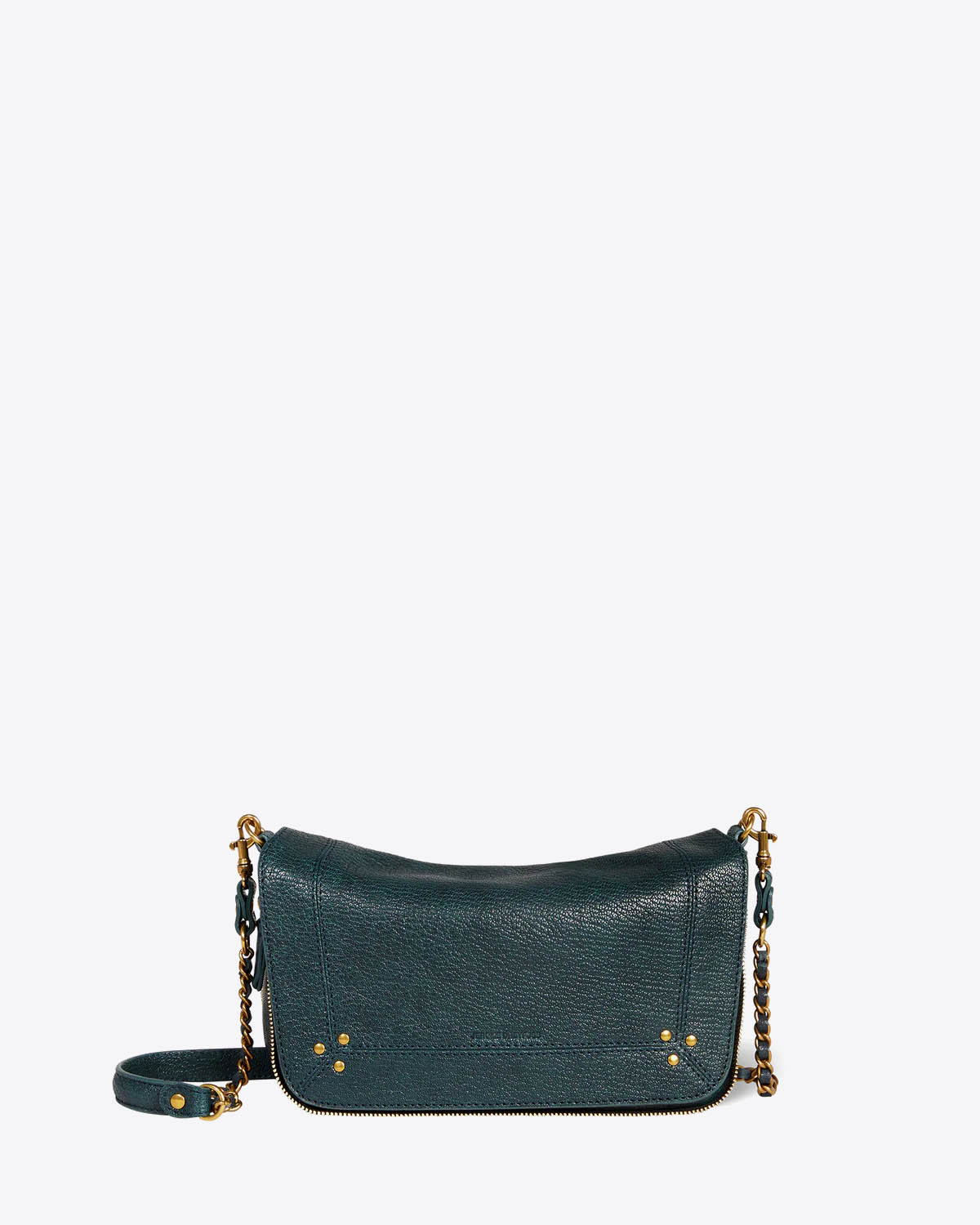Produit Mini-sac bandoulière chaine  en cuir coloris Petrol Bobi S Jérôme Dreyfuss. Face.