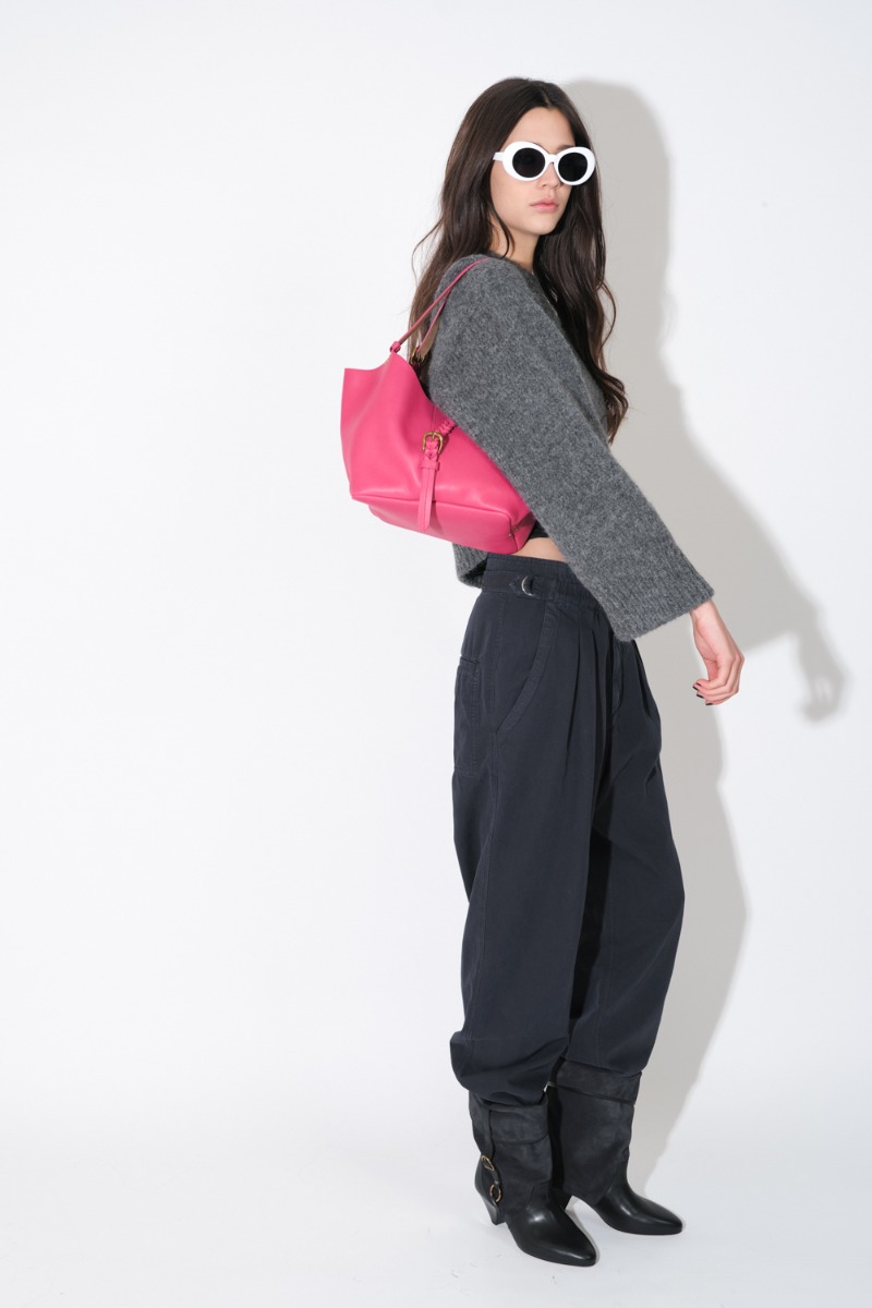 Sac cabas Joseph S J&eacute;r&ocirc;me Dreyfuss en cuir d'agneau Jacinthe, port&eacute; &agrave; l'&eacute;paule.