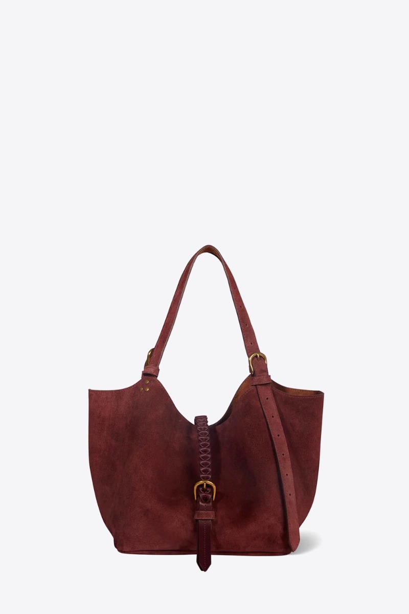 Sac cabas Joseph S Jérôme Dreyfuss en cuir suédé brûlé. Vue de face.