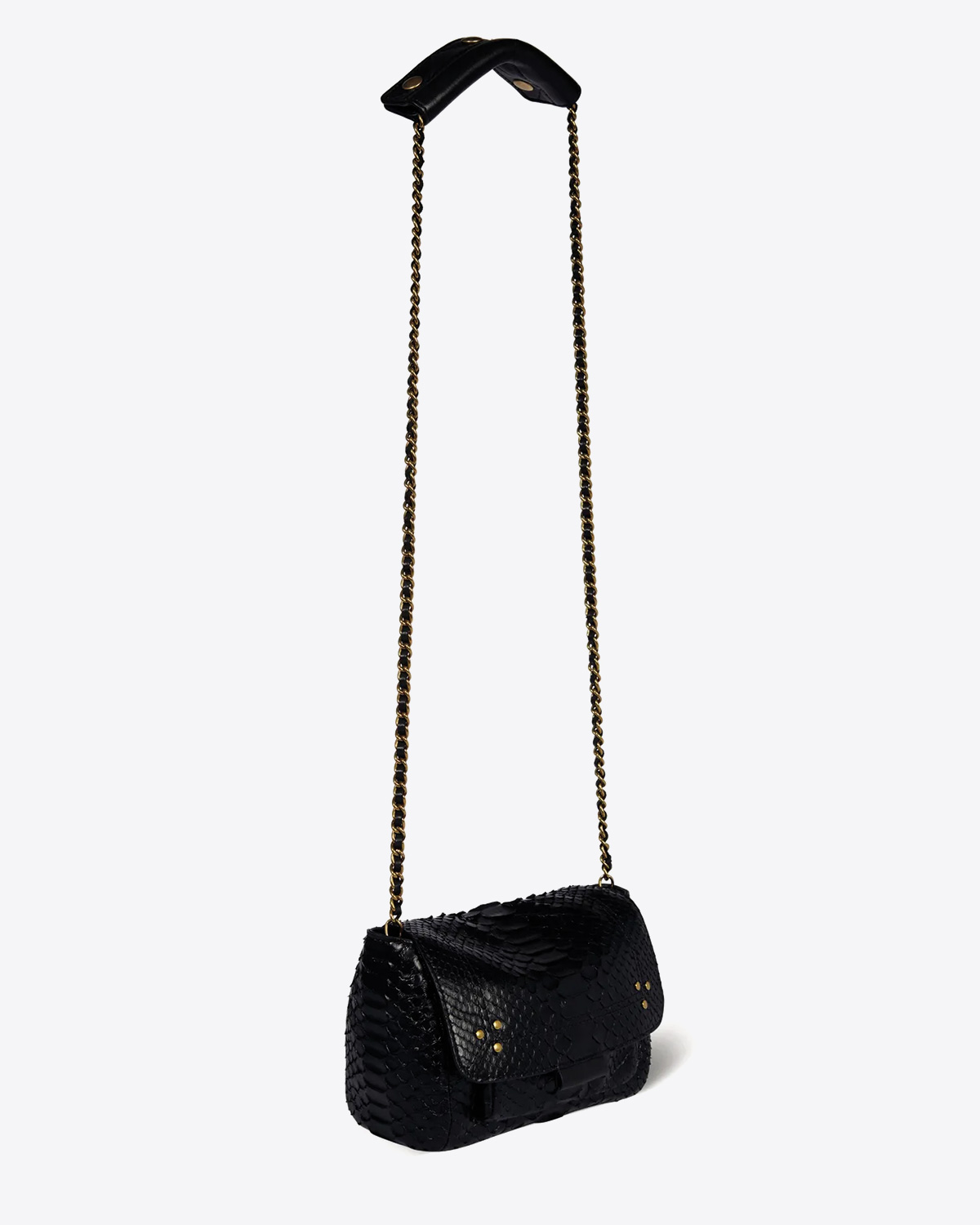Sac Lulu S python noir Jérôme Dreyfuss. Vue profil. 